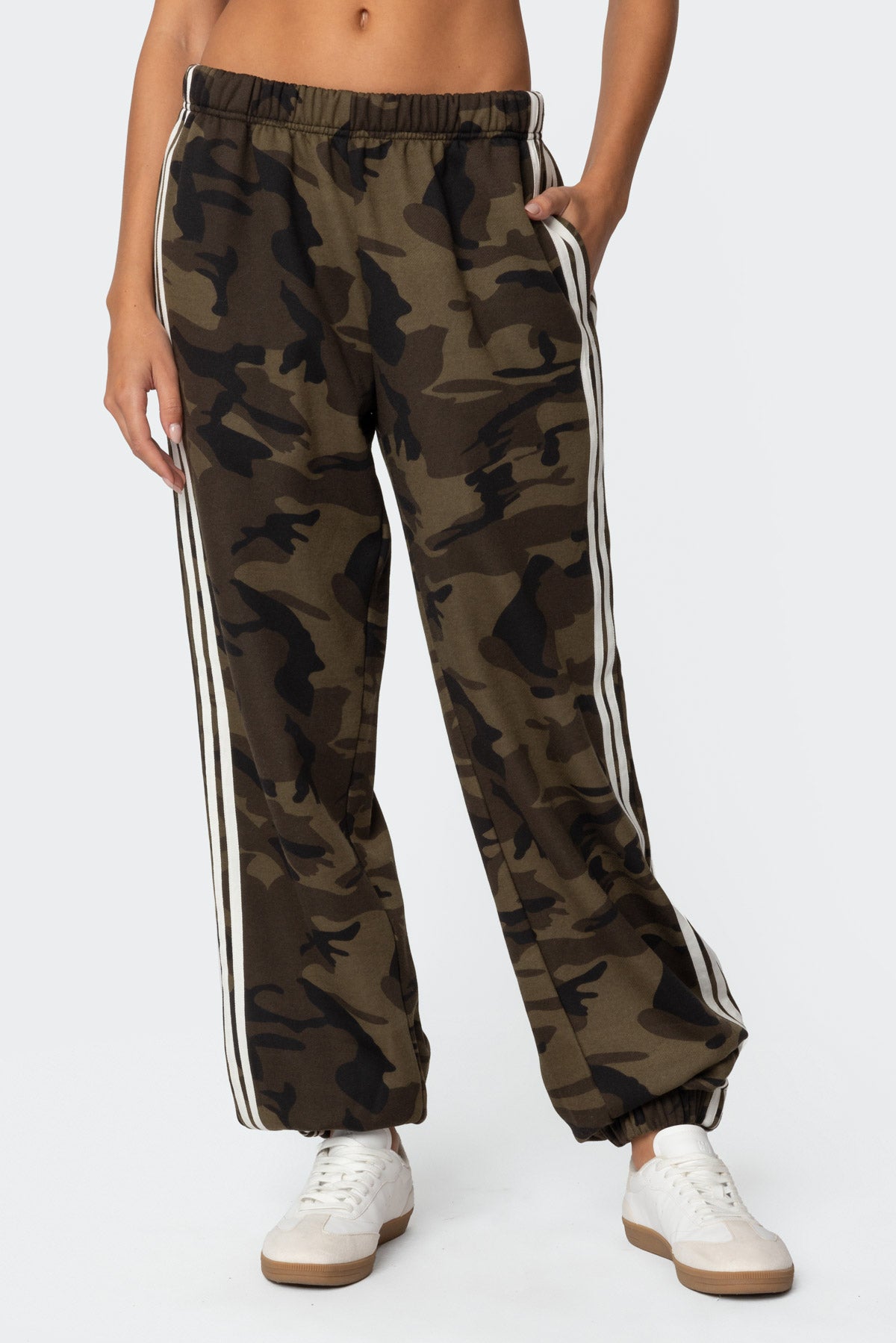 Camo Contrast Striped Sweatpants-Milans Time