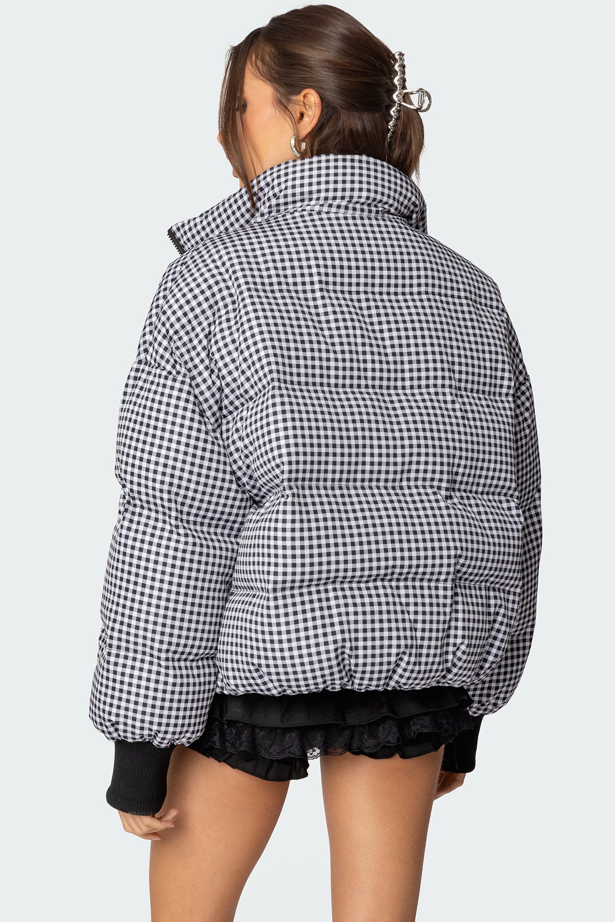 Oversized Gingham Puffer-Milans Time