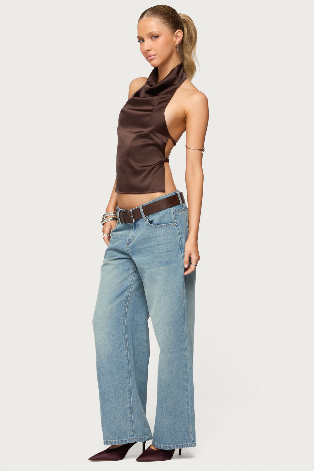 Petite Raelynn Washed Low Rise Baggy Jeans-Milans Time