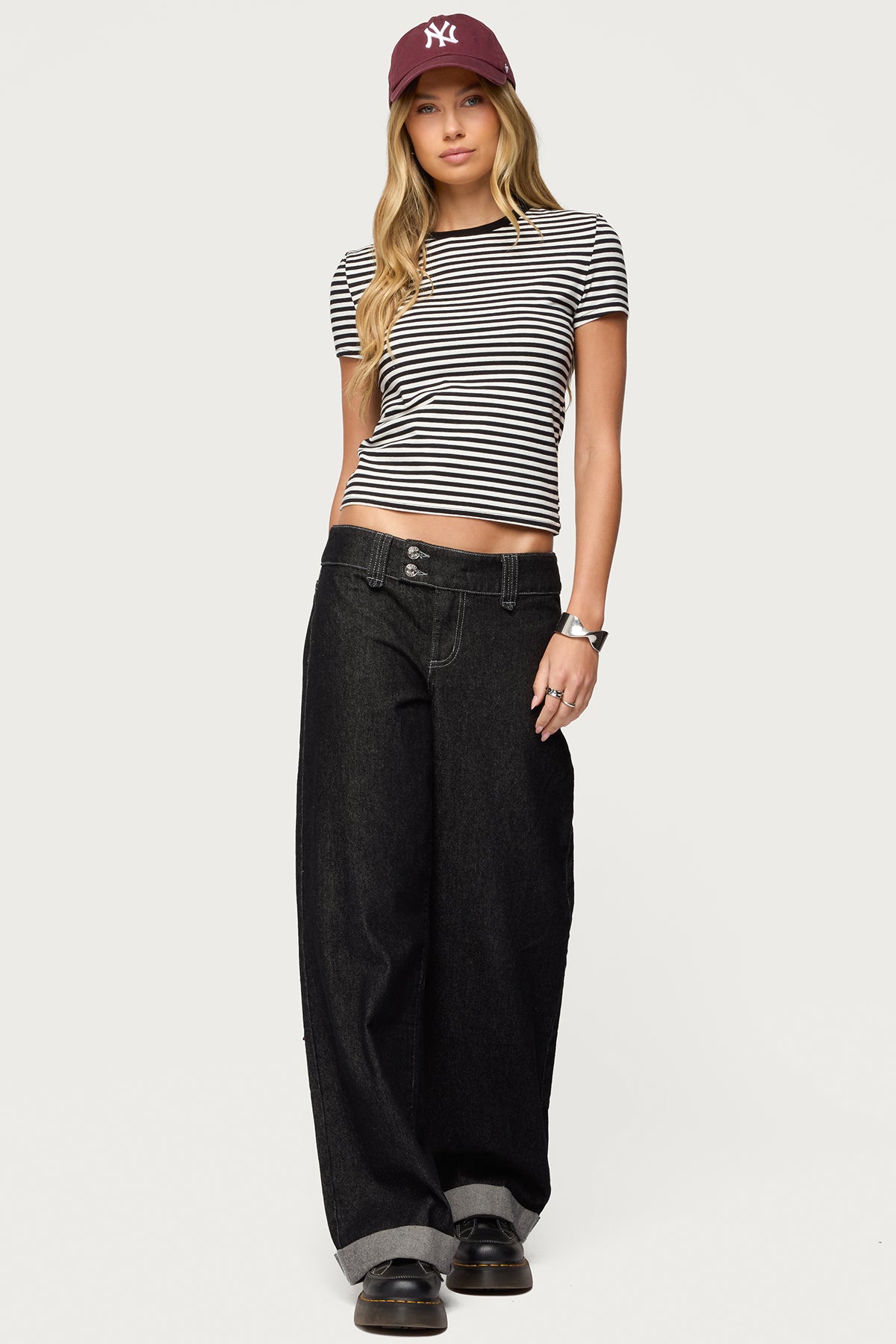 Cuffed Low Rise Straight Leg Jeans-Milans Time