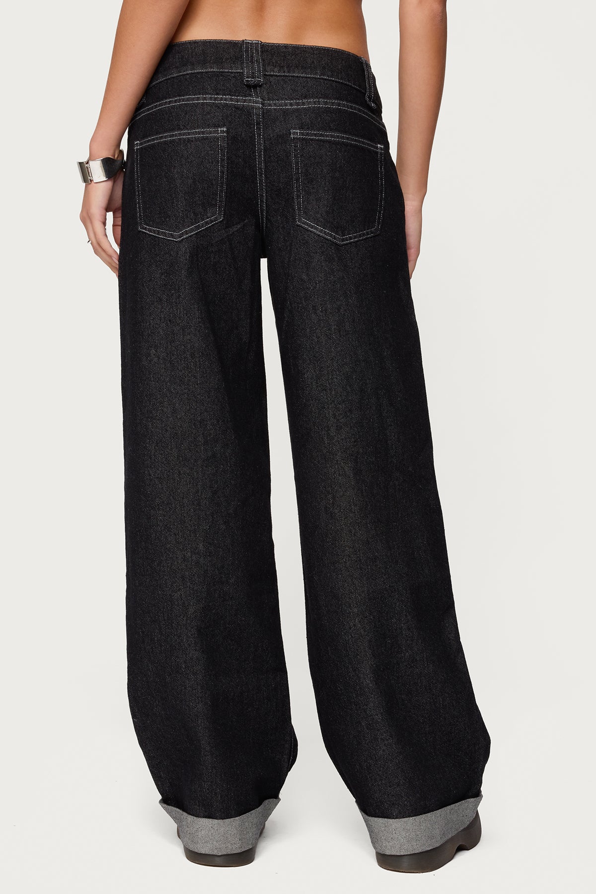 Cuffed Low Rise Straight Leg Jeans-Milans Time