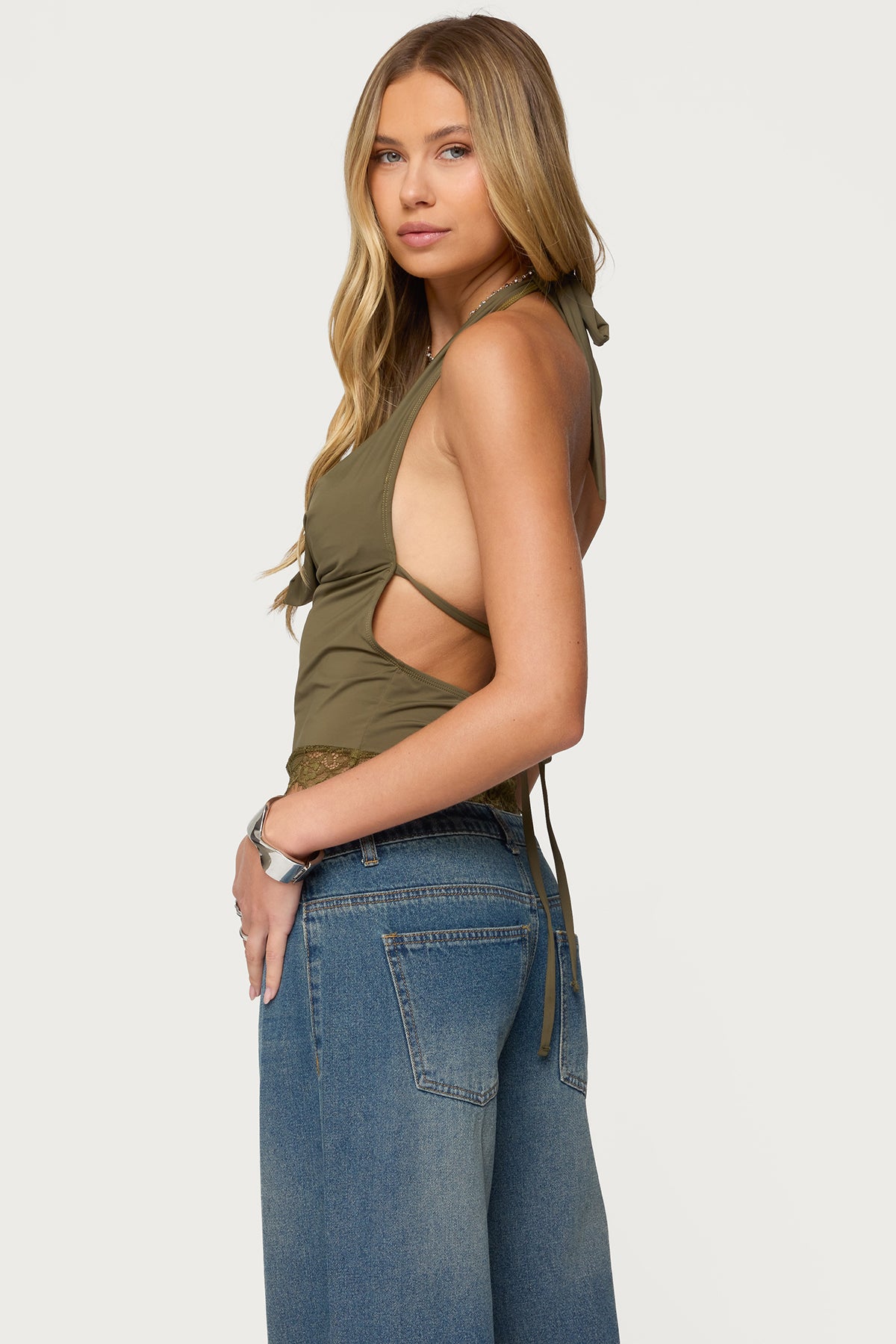 Layered Lacey Cowl Neck Halter Top-Milans Time