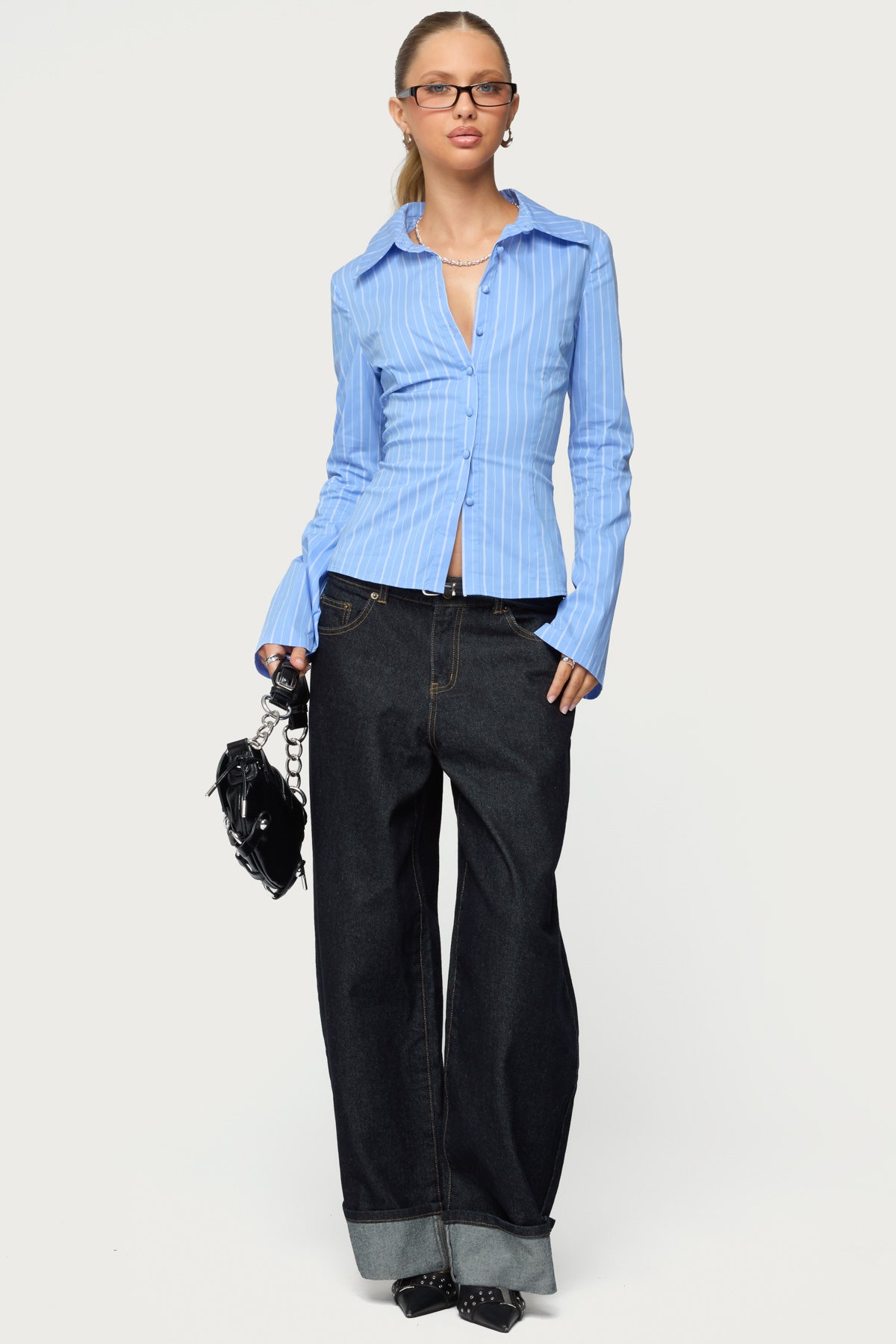 Pinstripe Tailored Button Up Shirt-Milans Time