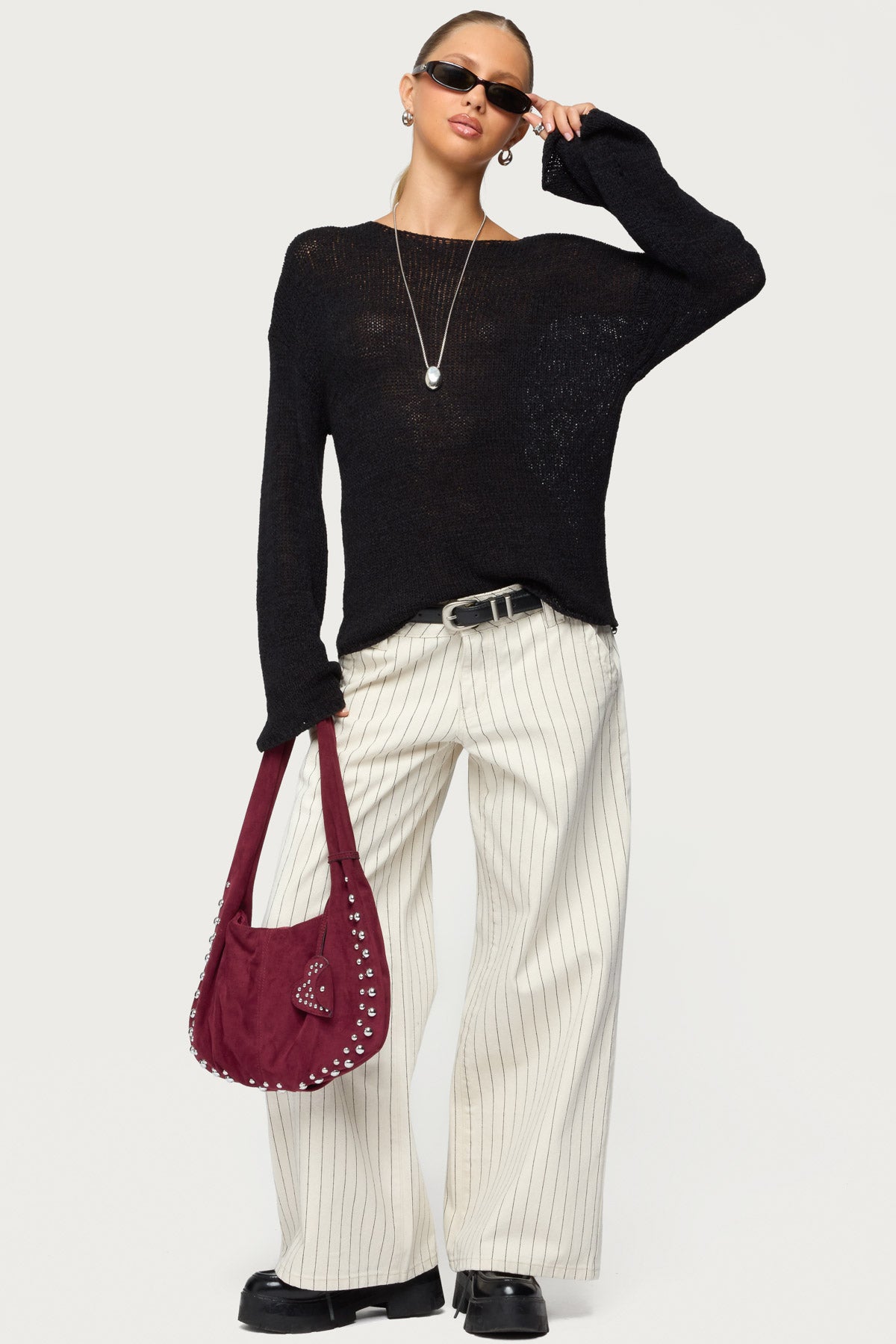 Petite Cory Striped Low Rise Jeans-Milans Time