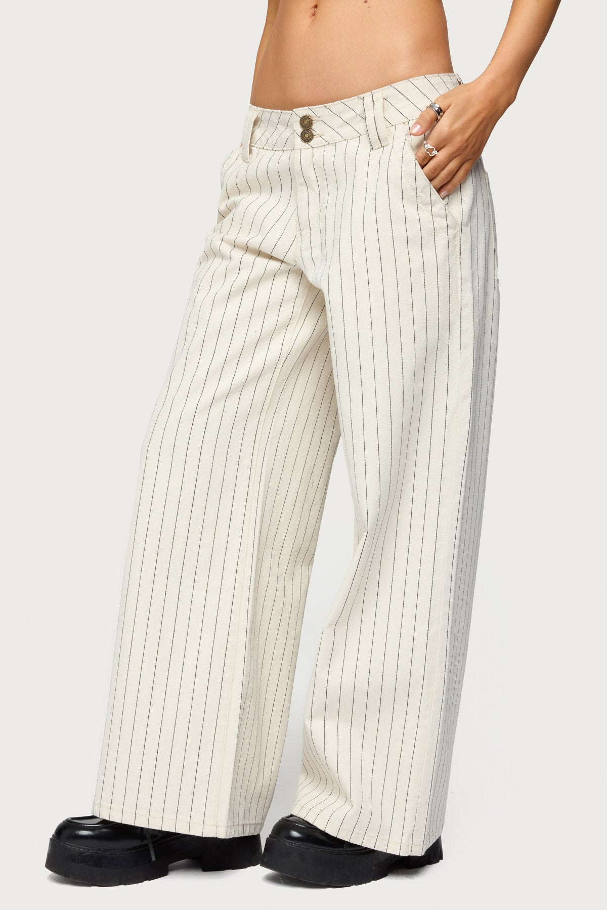 Petite Cory Striped Low Rise Jeans-Milans Time
