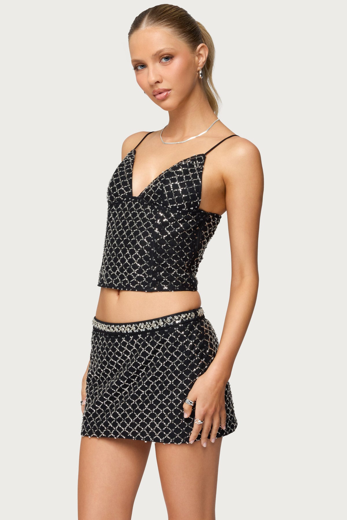 Jenny Beaded Mesh Boned Top-Milans Time
