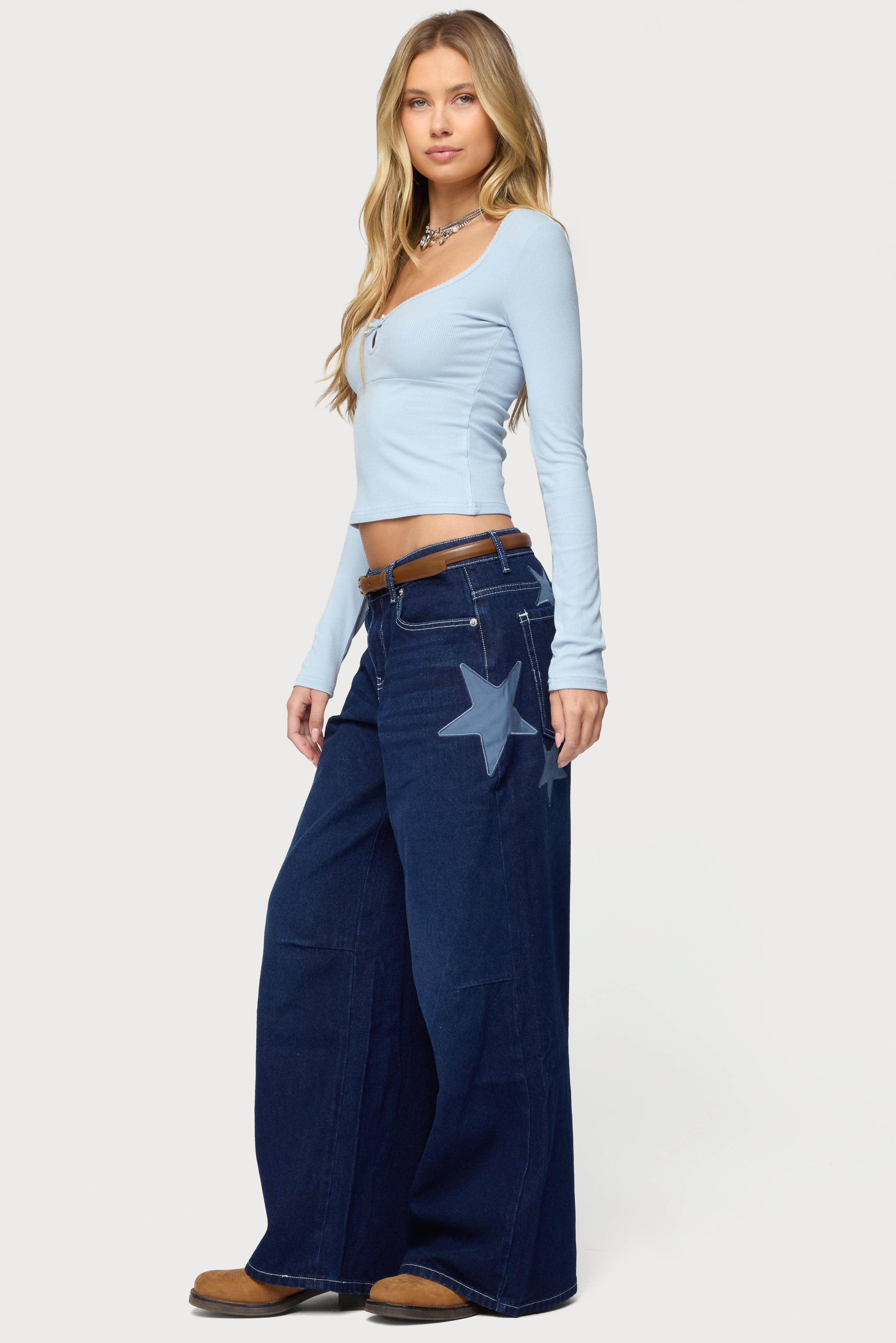 Trish Stars Low Rise Baggy Jeans-Milans Time