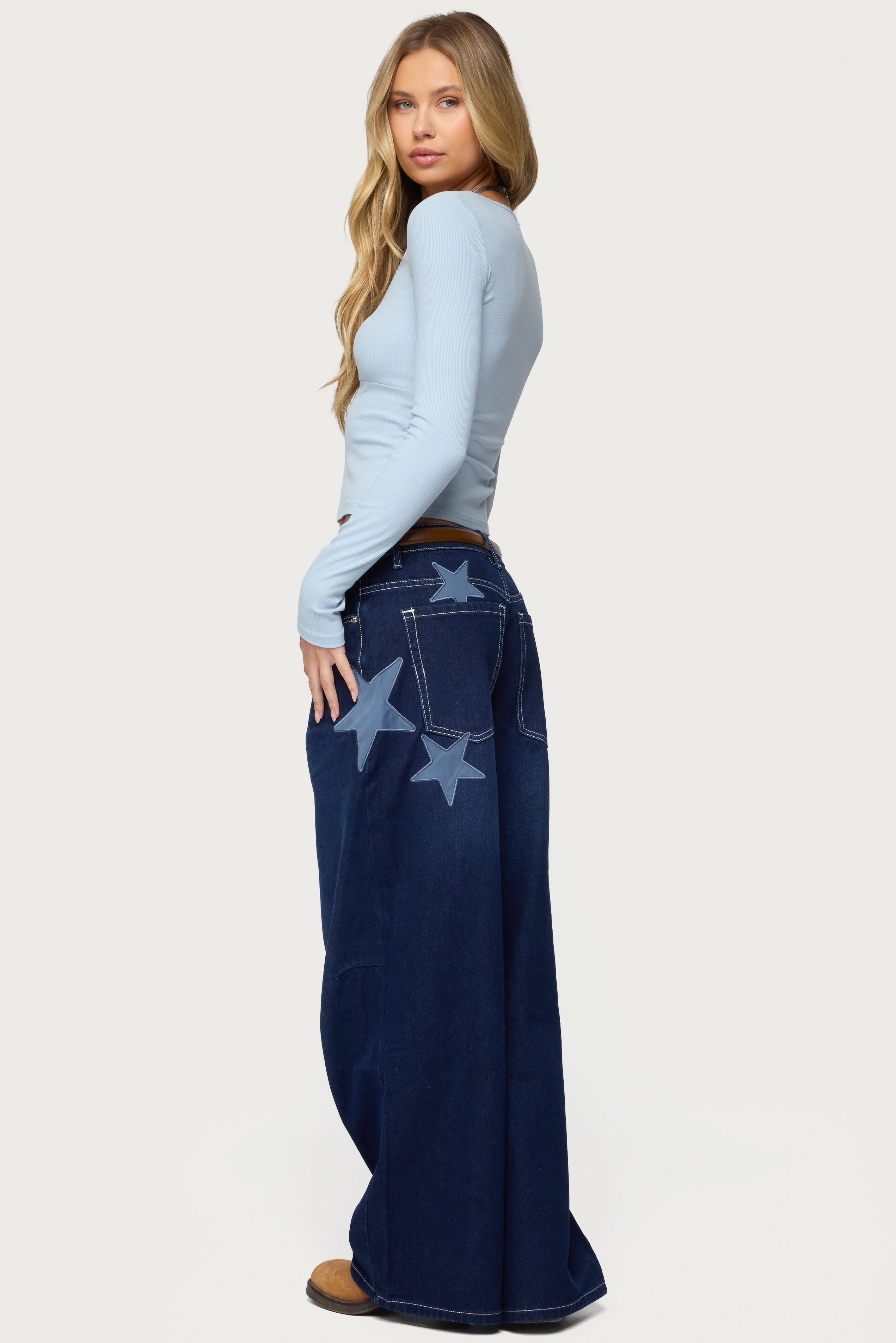 Trish Stars Low Rise Baggy Jeans-Milans Time