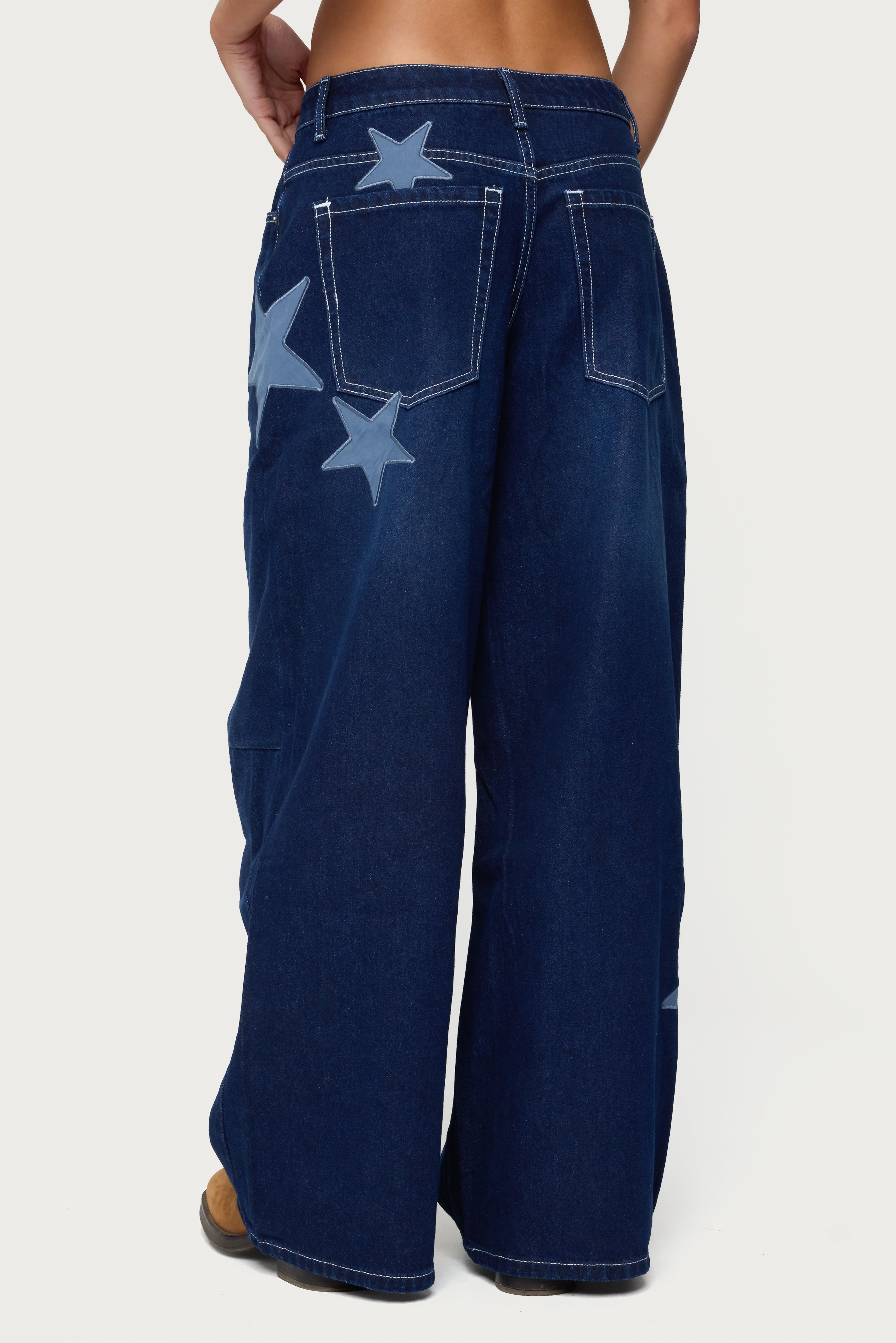 Trish Stars Low Rise Baggy Jeans-Milans Time