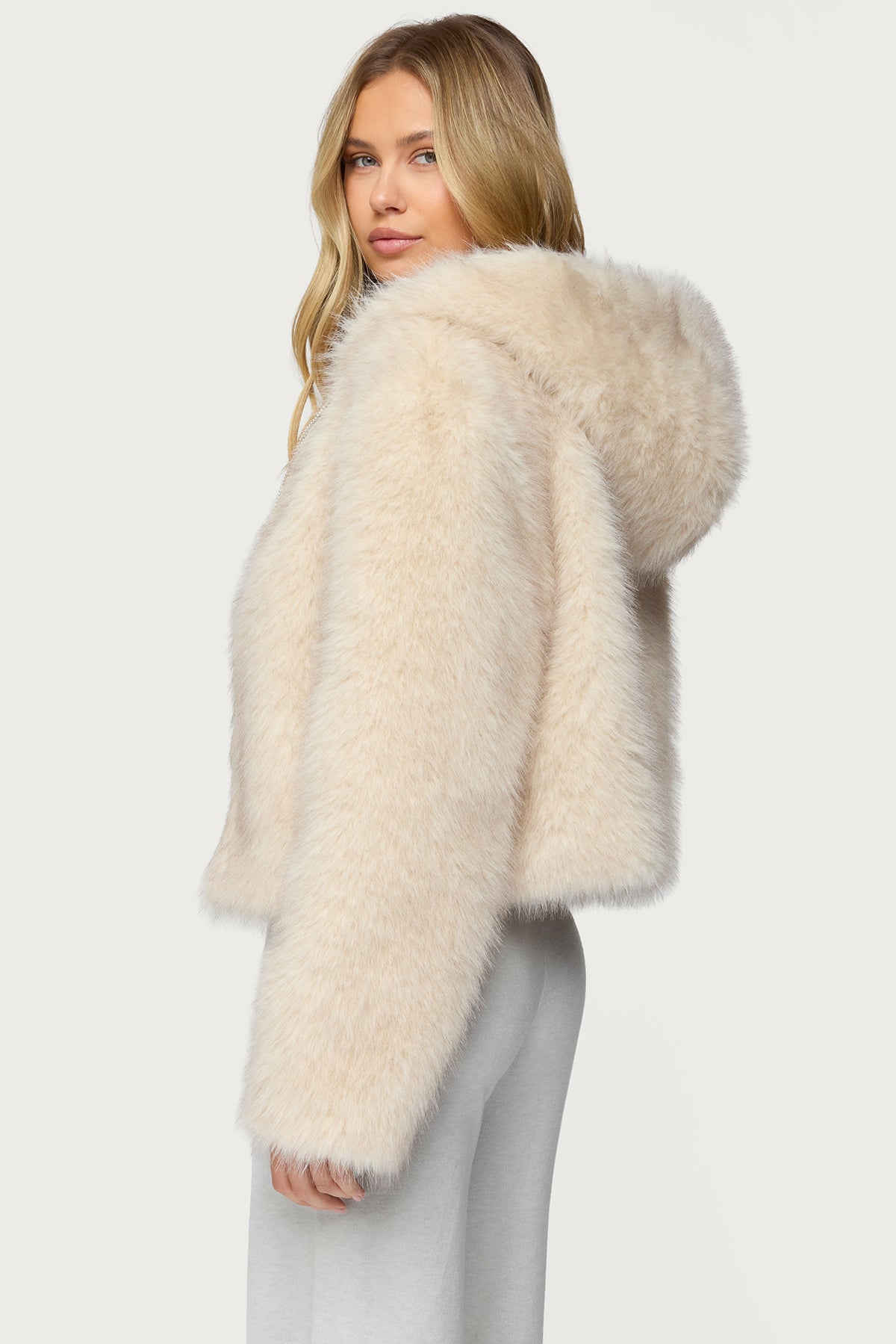 Beyonca Hooded Faux Fur Jacket-Milans Time