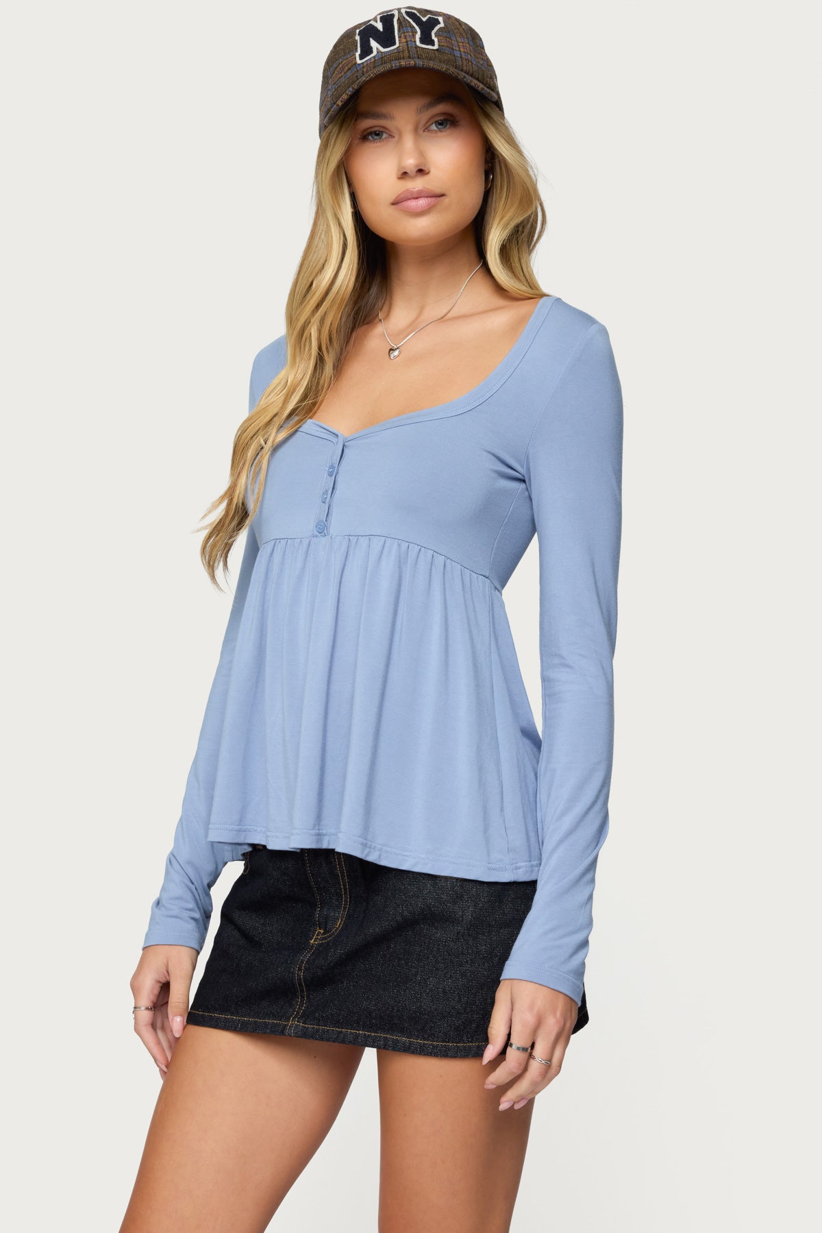 Lilla Henley Babydoll Top-Milans Time