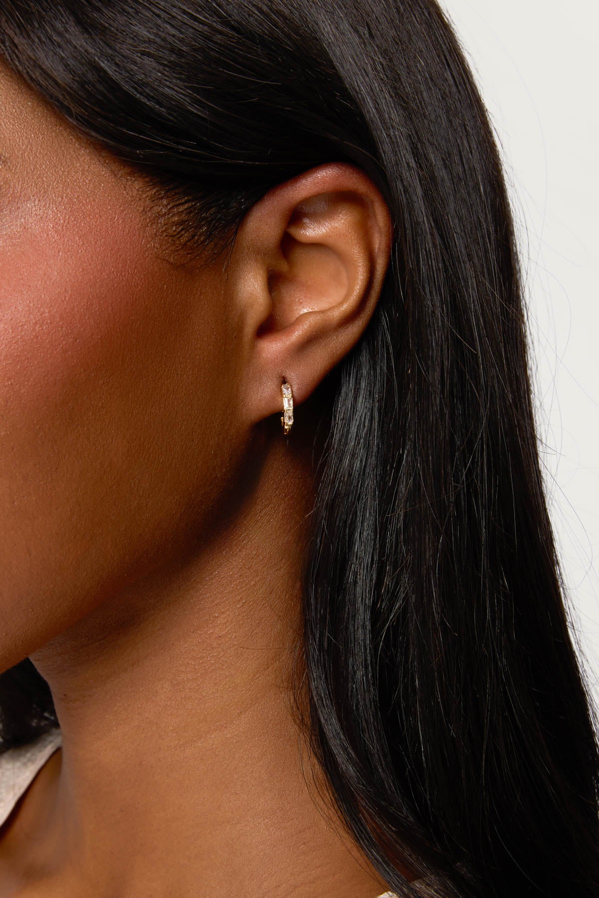 Rhinestone Huggy Hoop Earrings-Milans Time