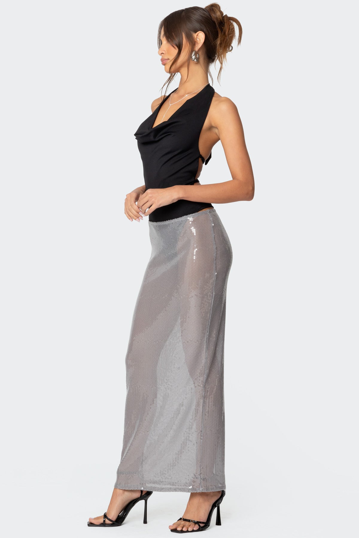 Backless Cowl Neck Bodysuit-Milans Time