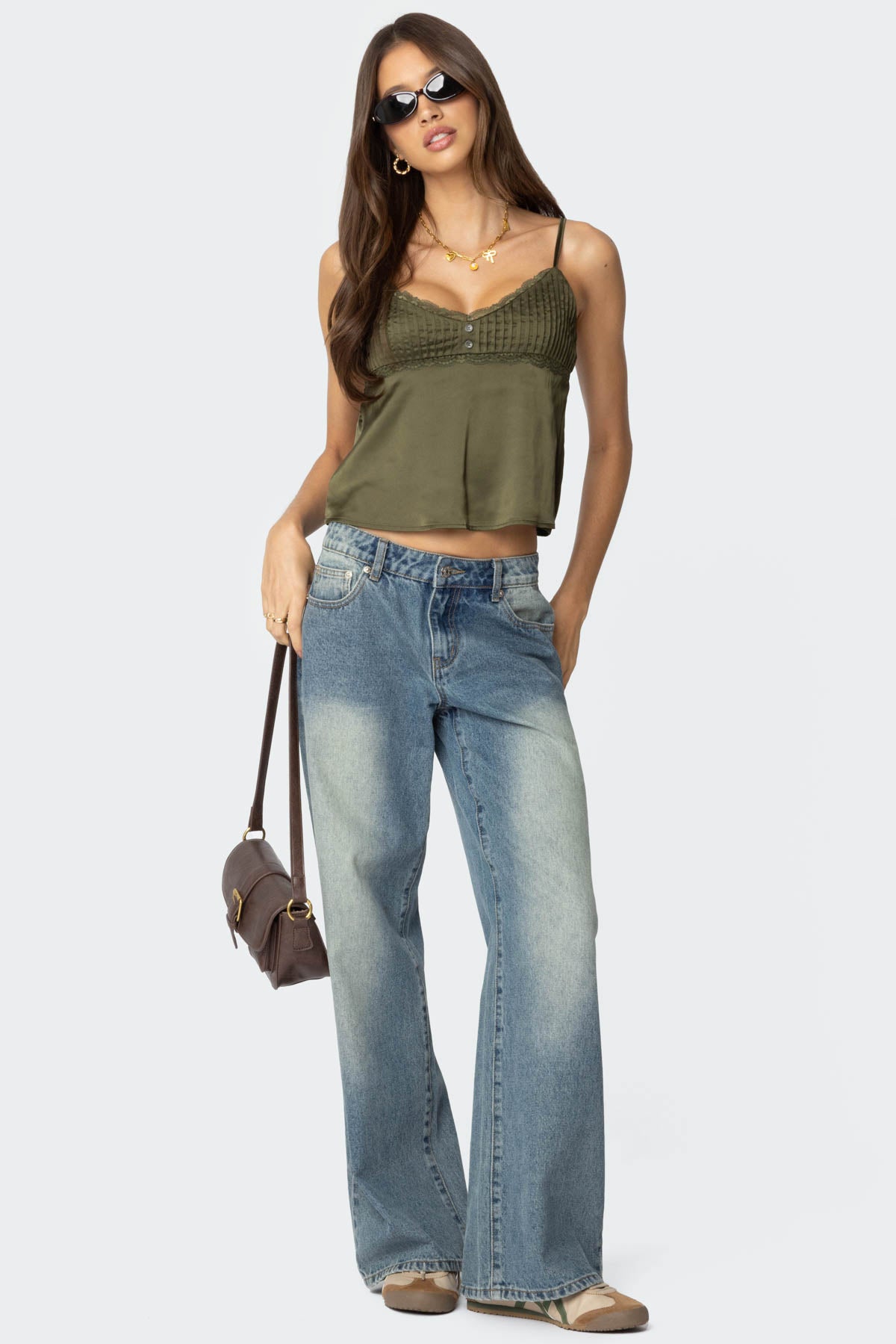 Blanca Satin Effect Lace Trim Tank Top-Milans Time