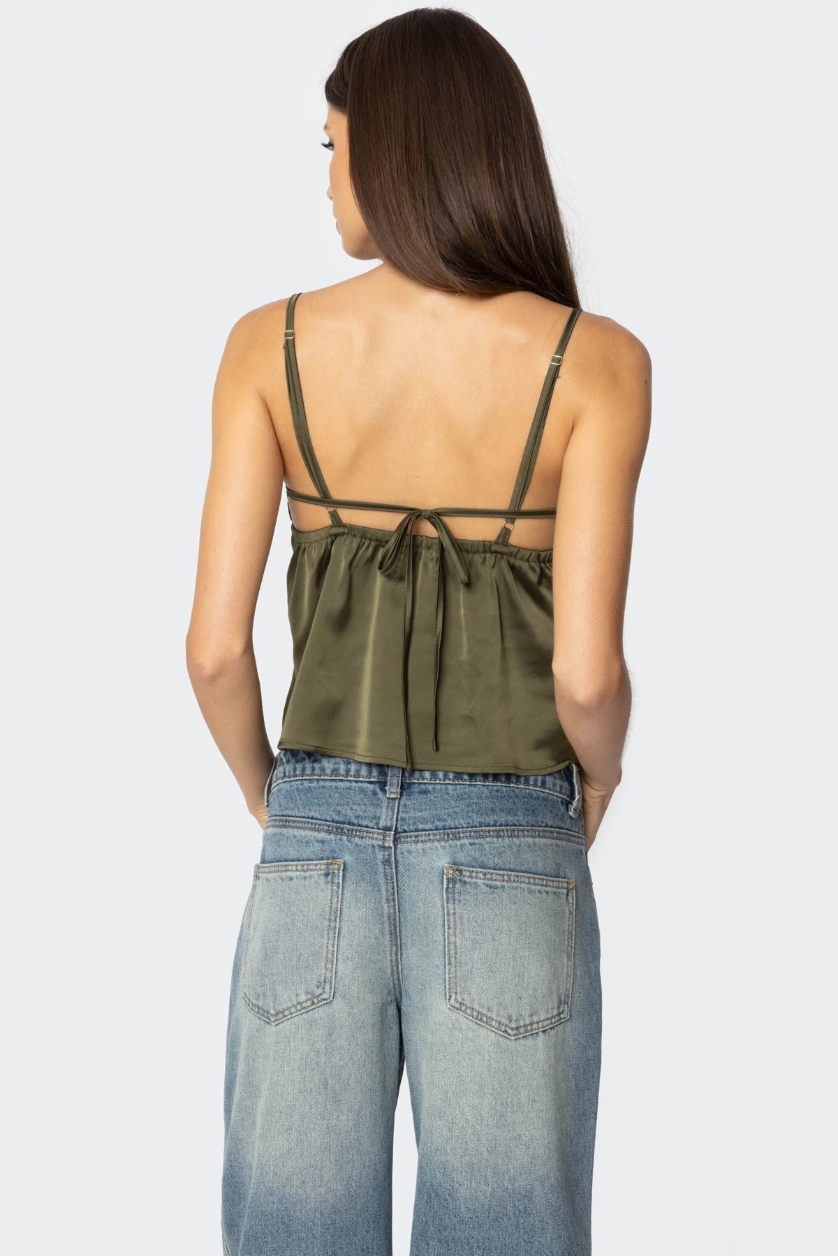 Blanca Satin Effect Lace Trim Tank Top-Milans Time