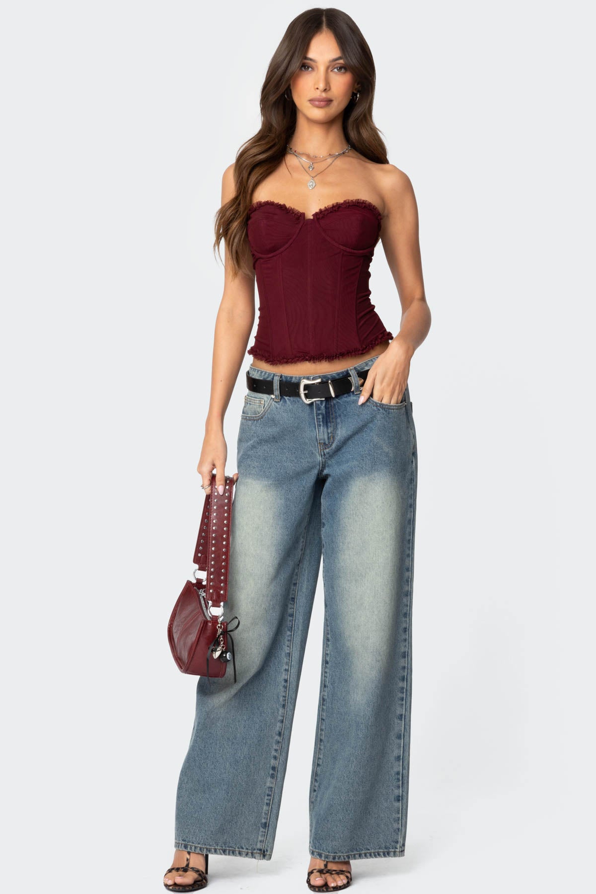 Deirdre Mesh Lace Up Corset-Milans Time