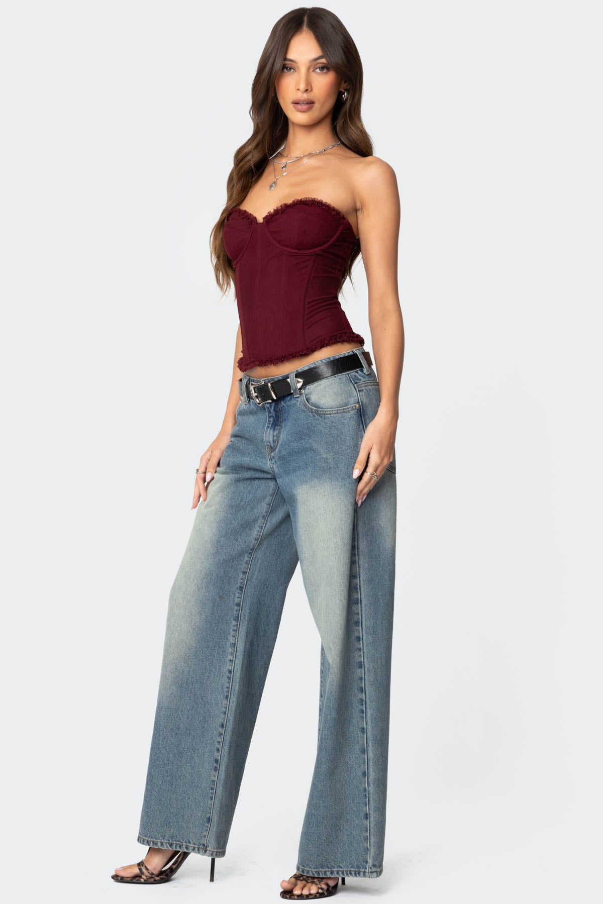 Deirdre Mesh Lace Up Corset-Milans Time