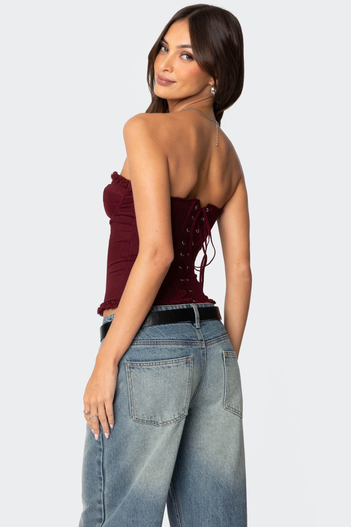 Deirdre Mesh Lace Up Corset-Milans Time