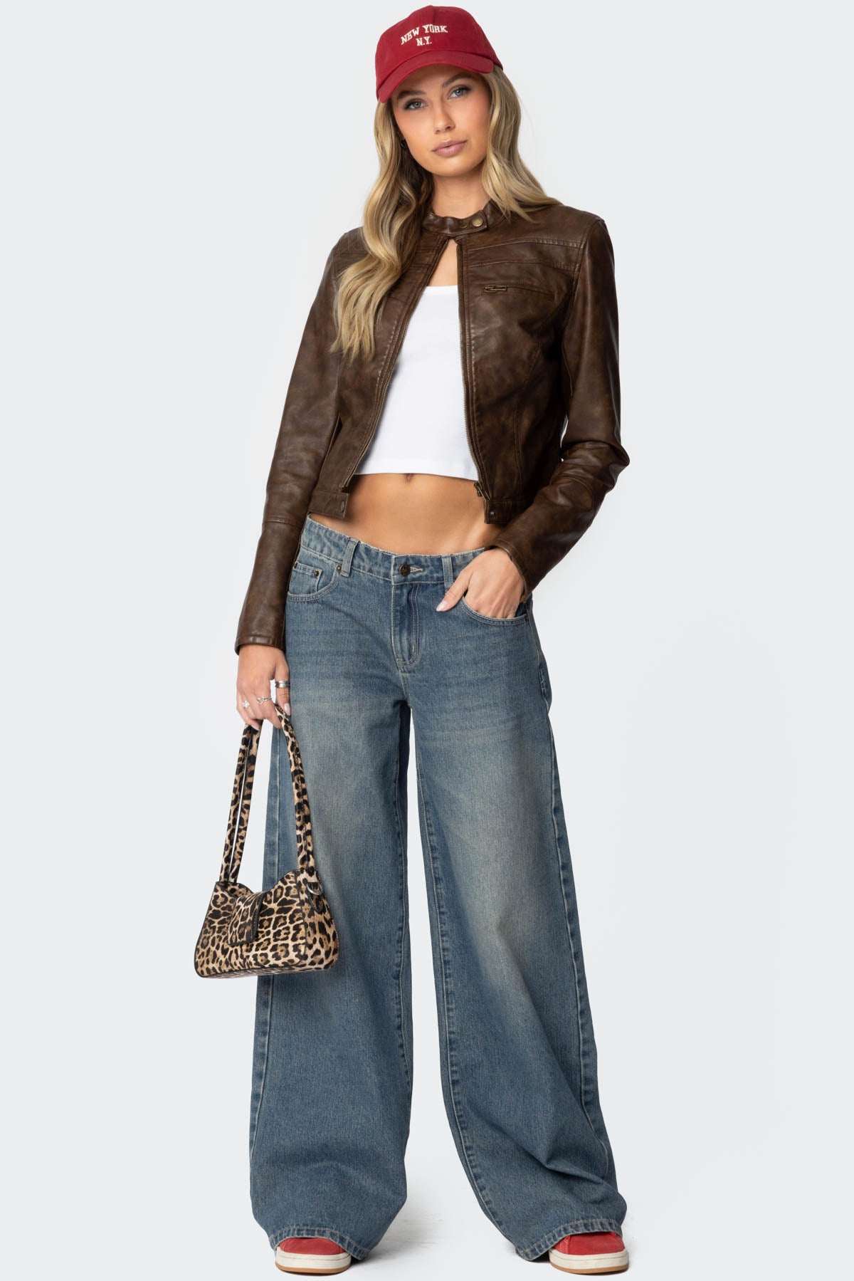 Teddi Washed Faux Leather Jacket-Milans Time