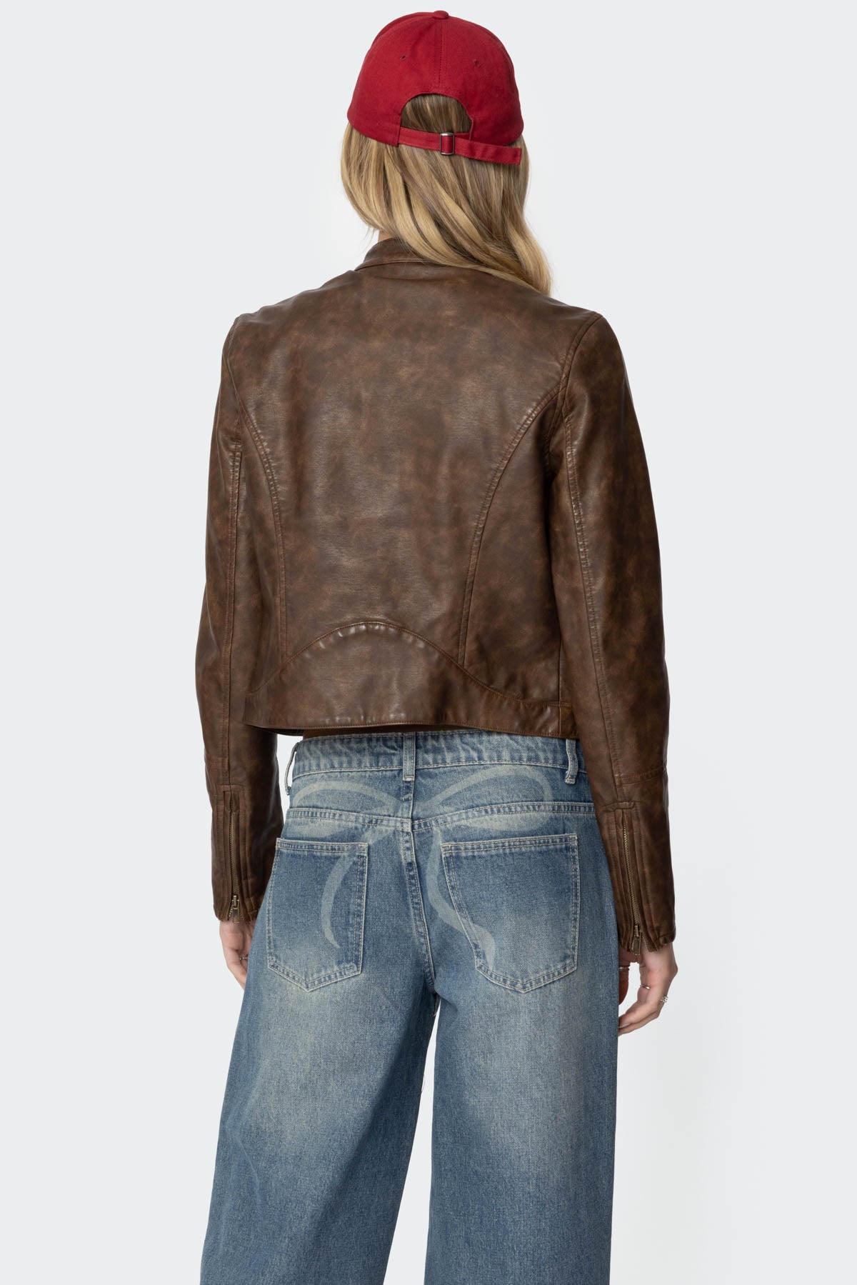 Teddi Washed Faux Leather Jacket-Milans Time