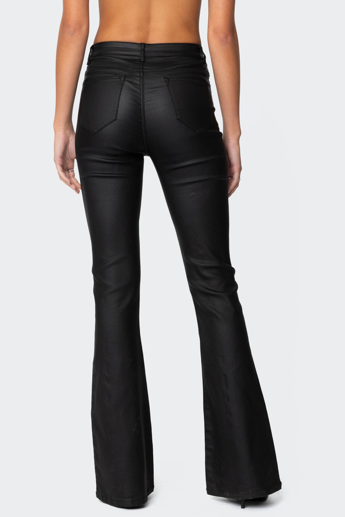 Luna Faux Leather Flare Jeans-Milans Time