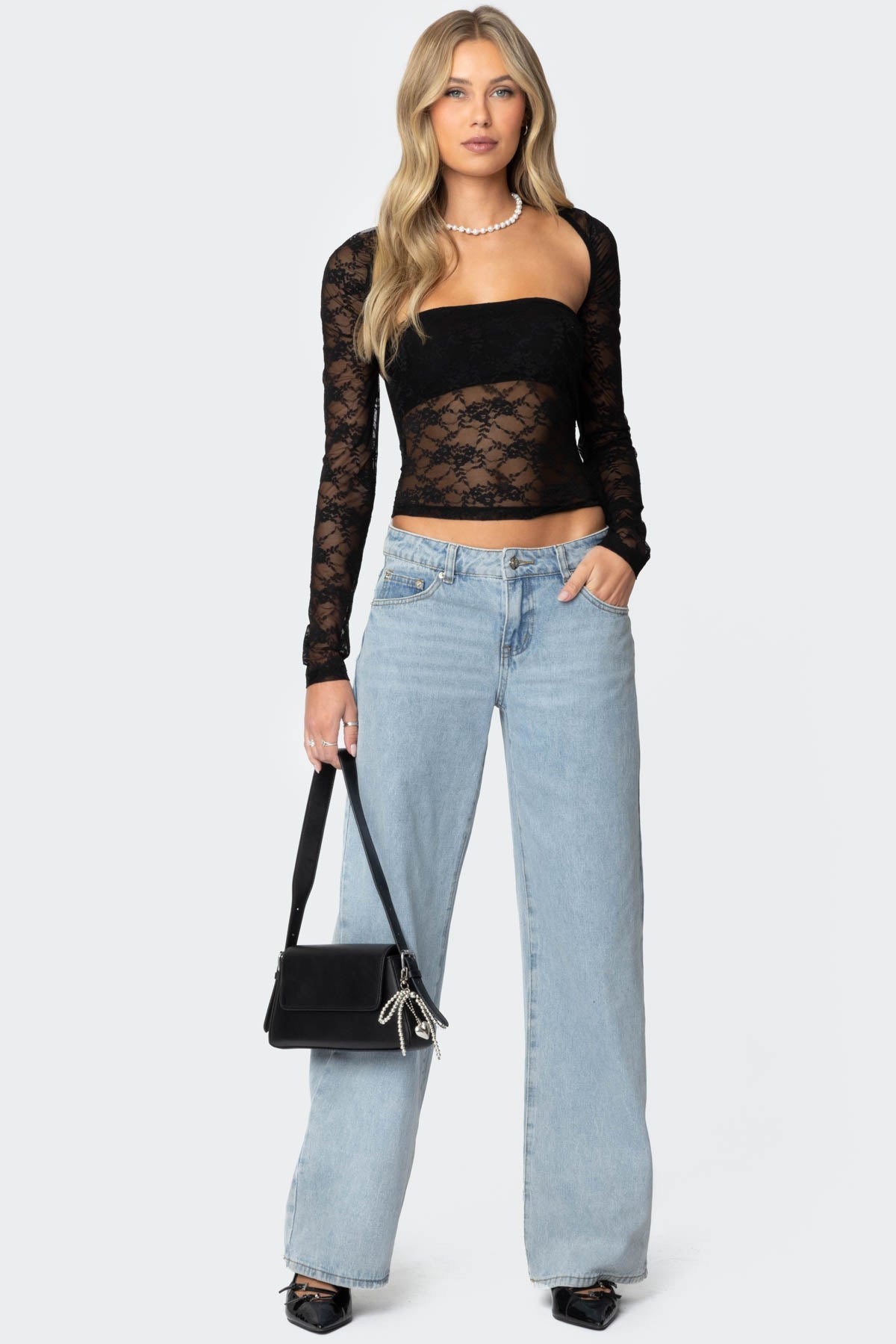 Addison Sheer Lace Two Piece Top-Milans Time