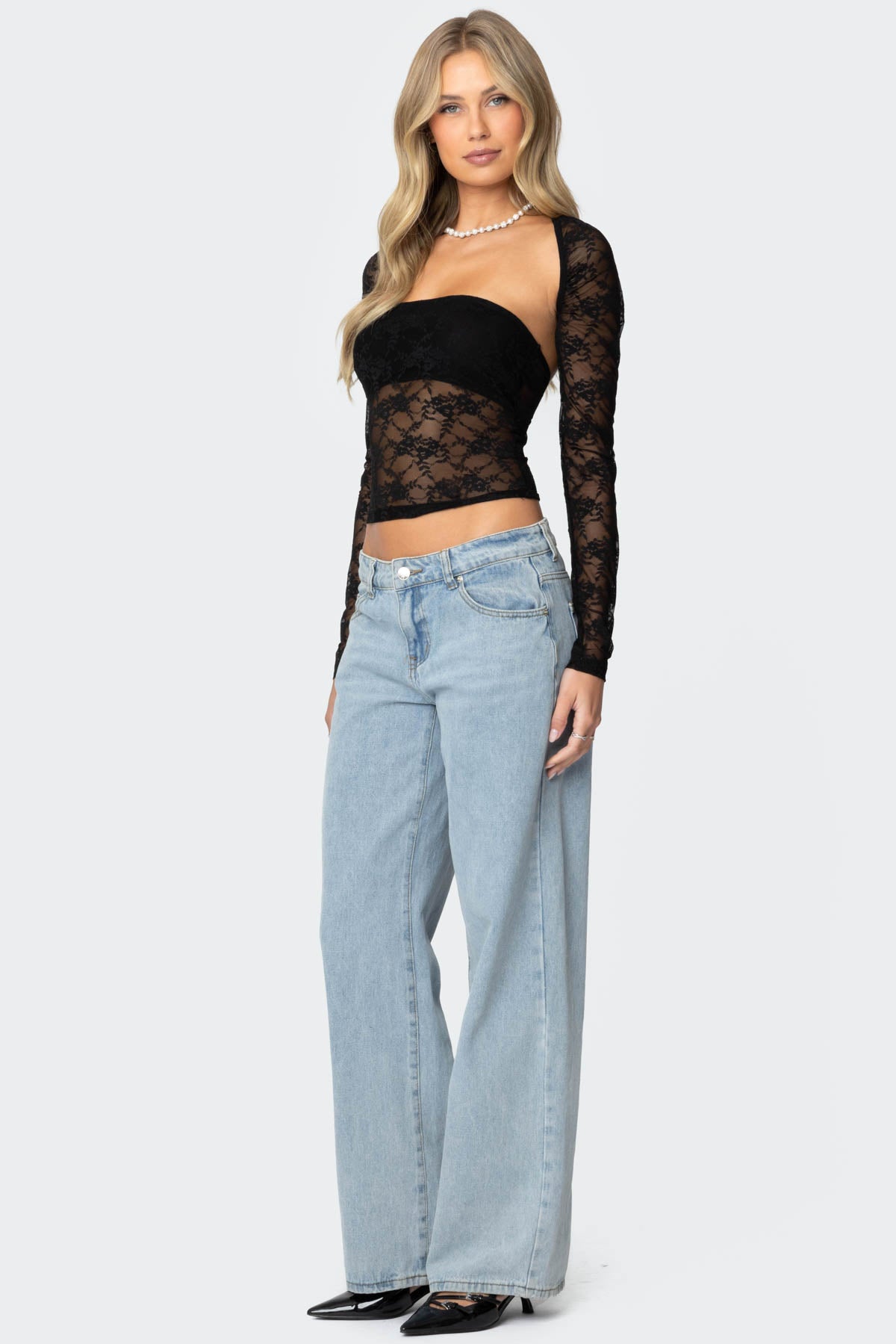 Addison Sheer Lace Two Piece Top-Milans Time