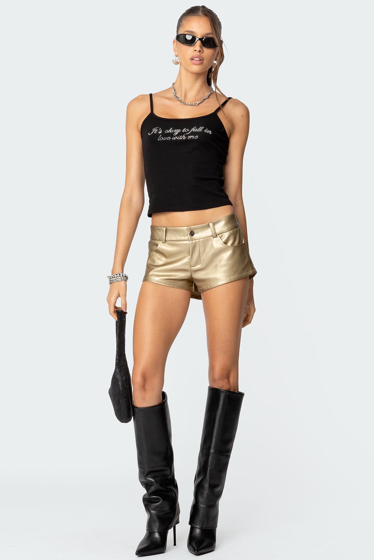 Melodi Faux Leather Micro Shorts-Milans Time