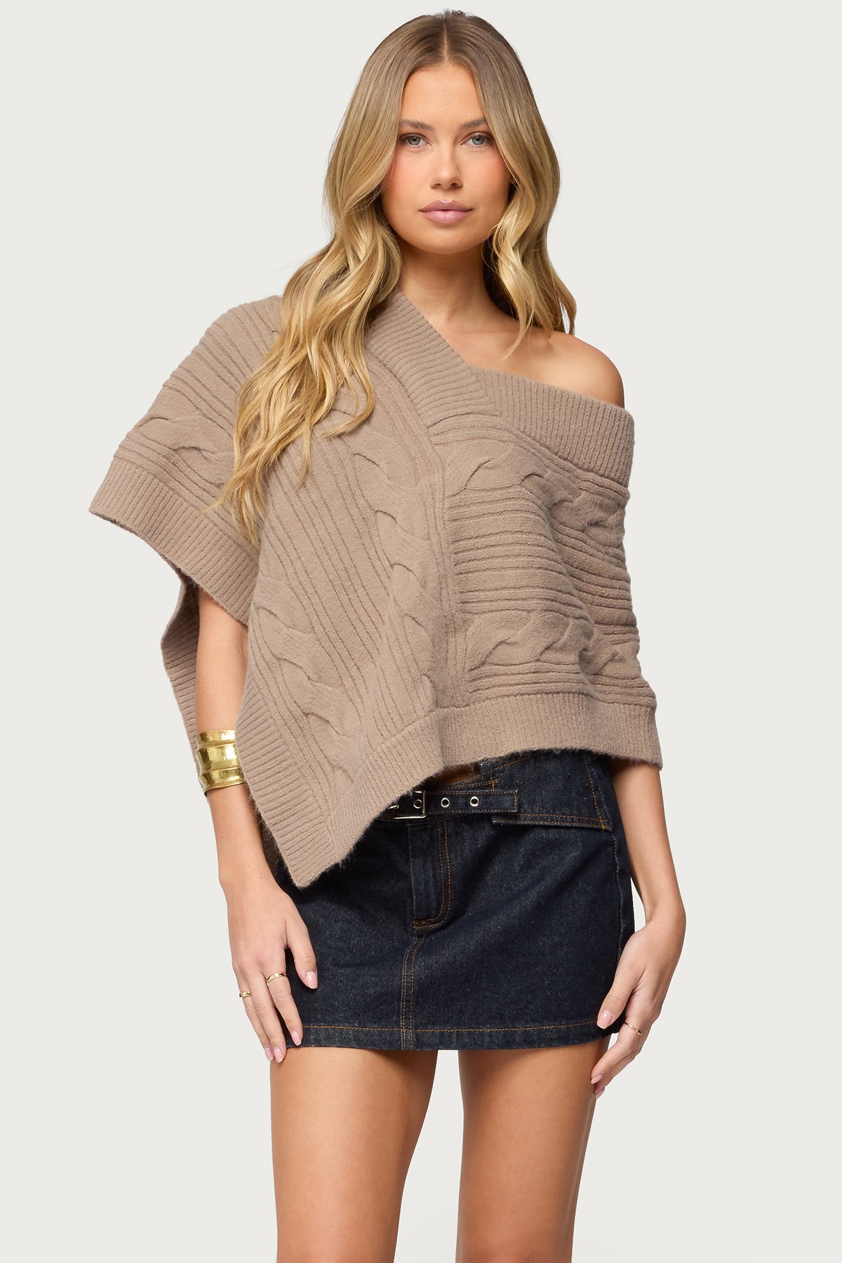 Vickey Cable Knit Poncho-Milans Time