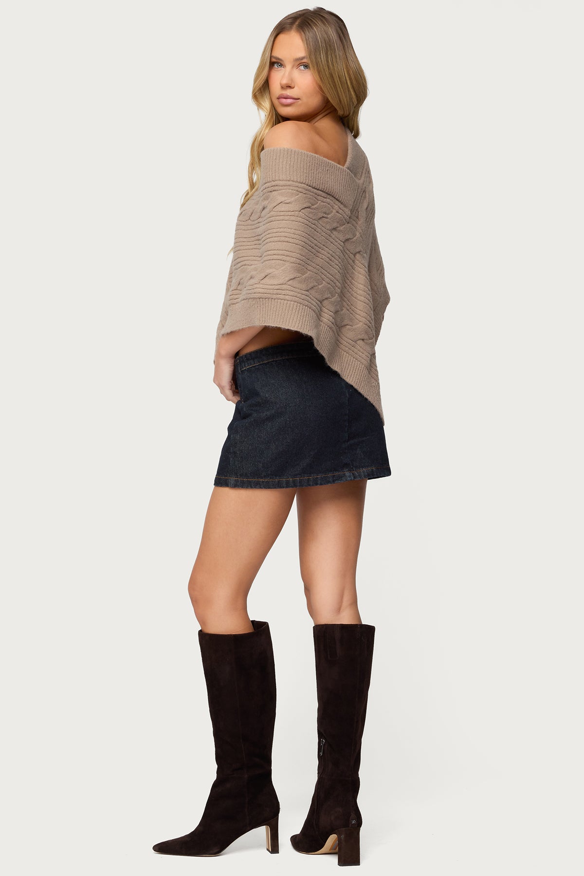 Vickey Cable Knit Poncho-Milans Time