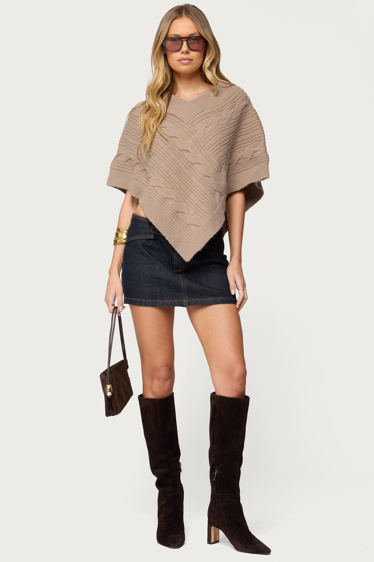 Vickey Cable Knit Poncho-Milans Time