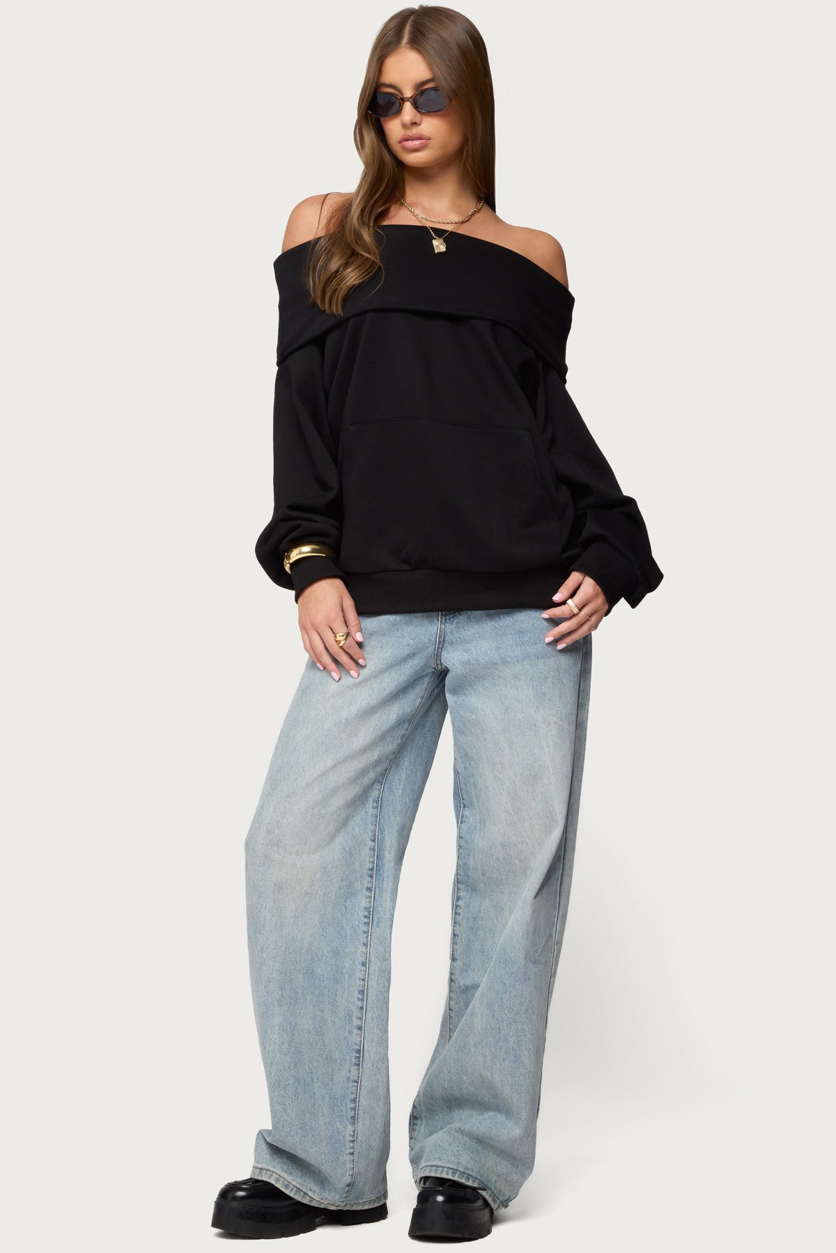 Ashlee Oversized Foldover Sweatshirt-Milans Time