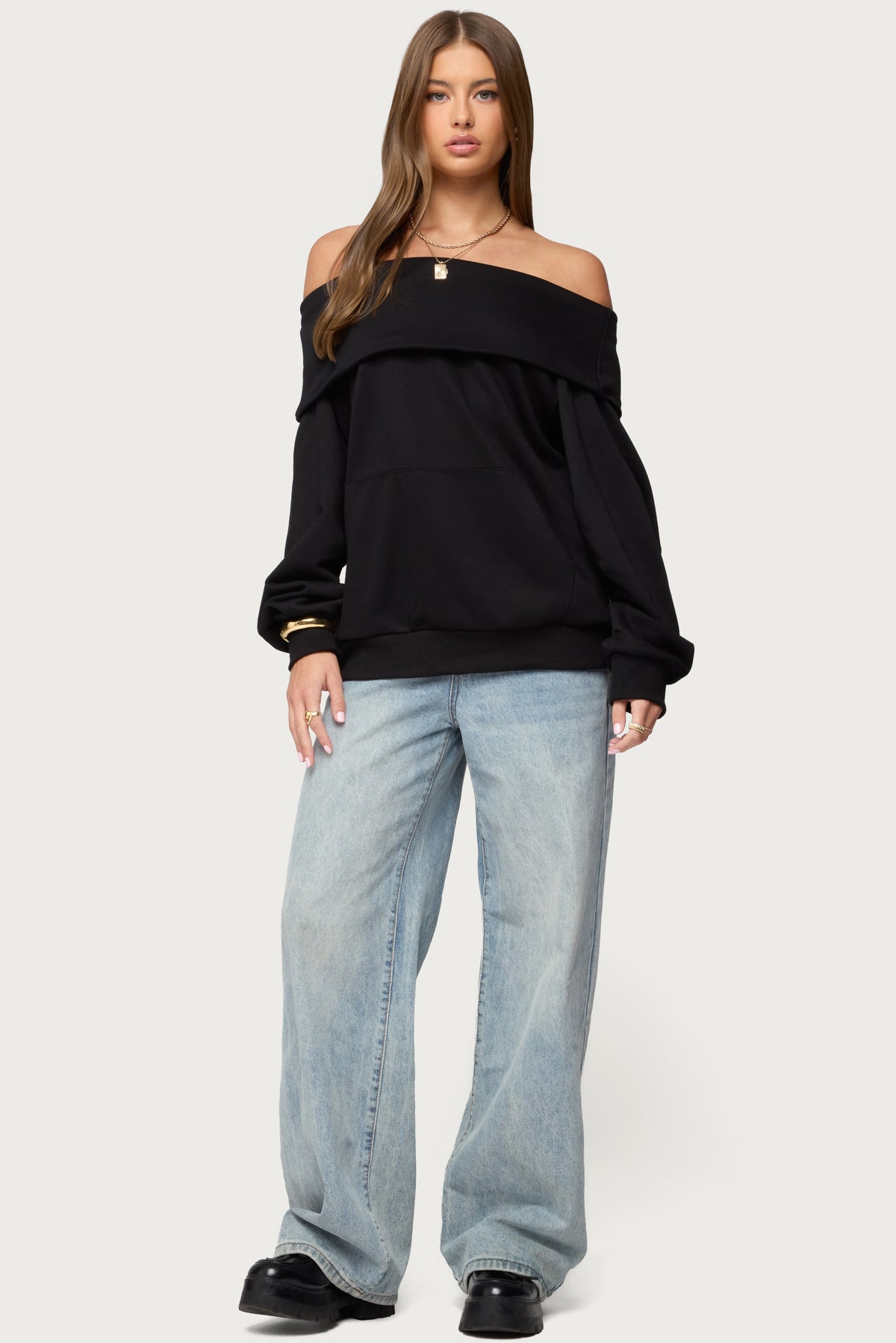 Ashlee Oversized Foldover Sweatshirt-Milans Time