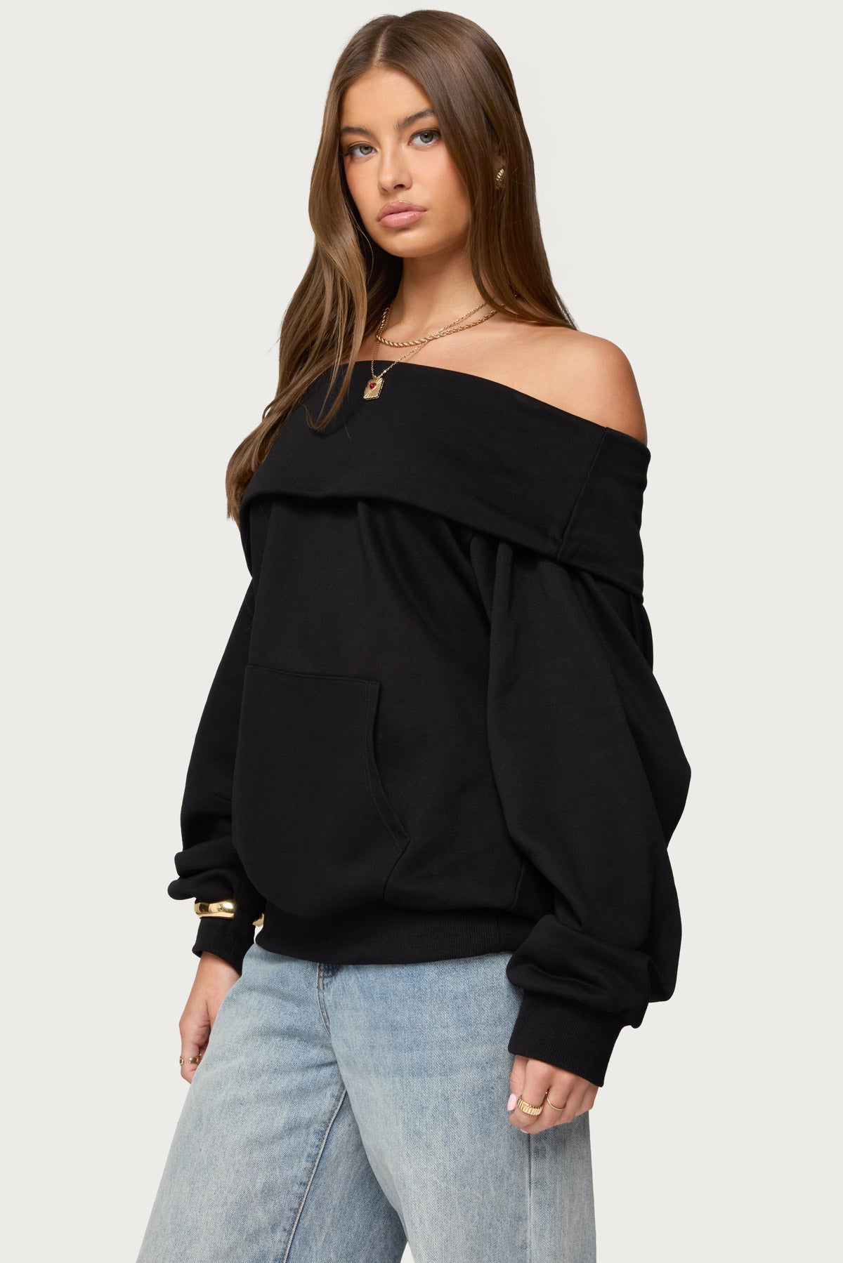 Ashlee Oversized Foldover Sweatshirt-Milans Time