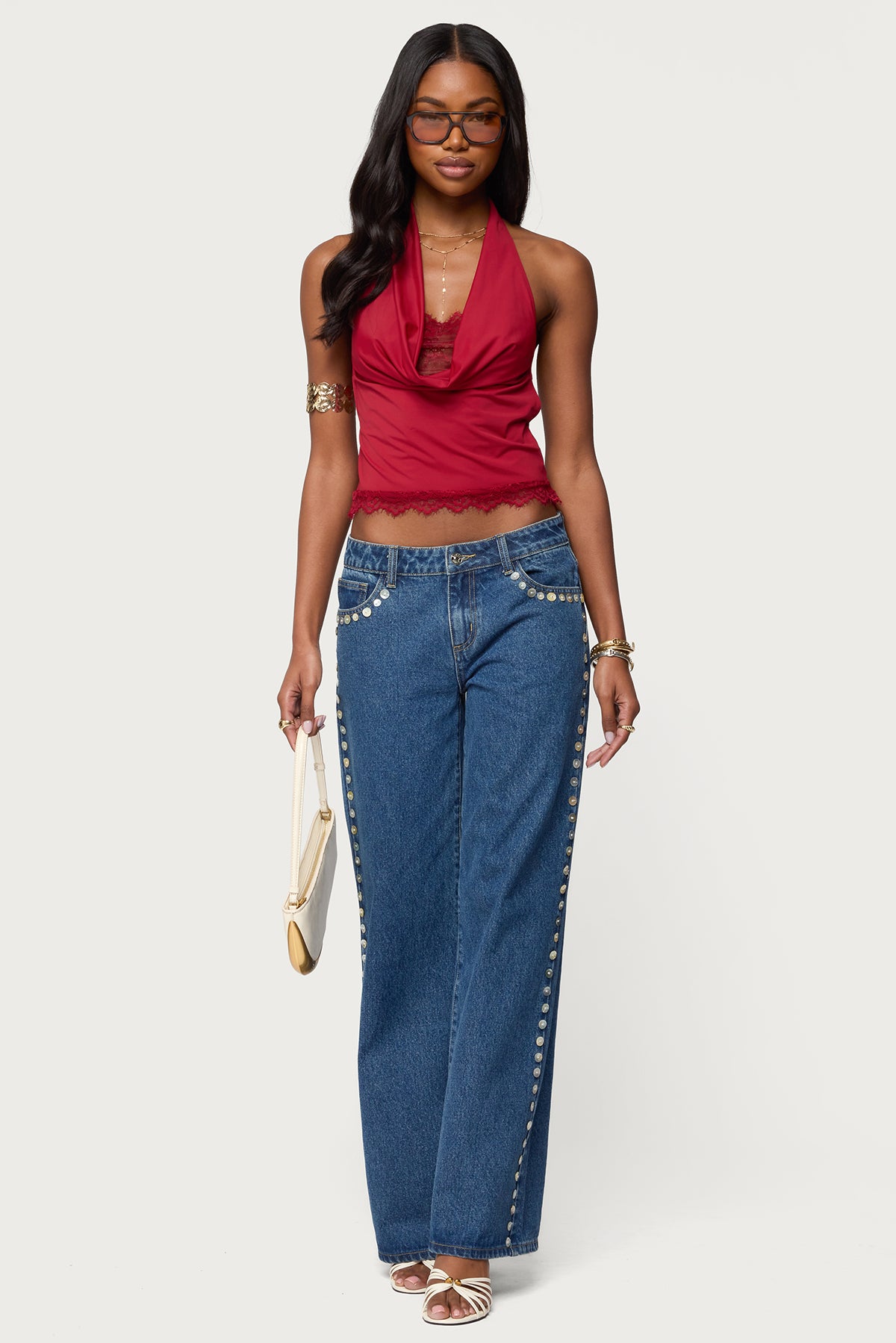 Layered Lacey Cowl Neck Halter Top-Milans Time