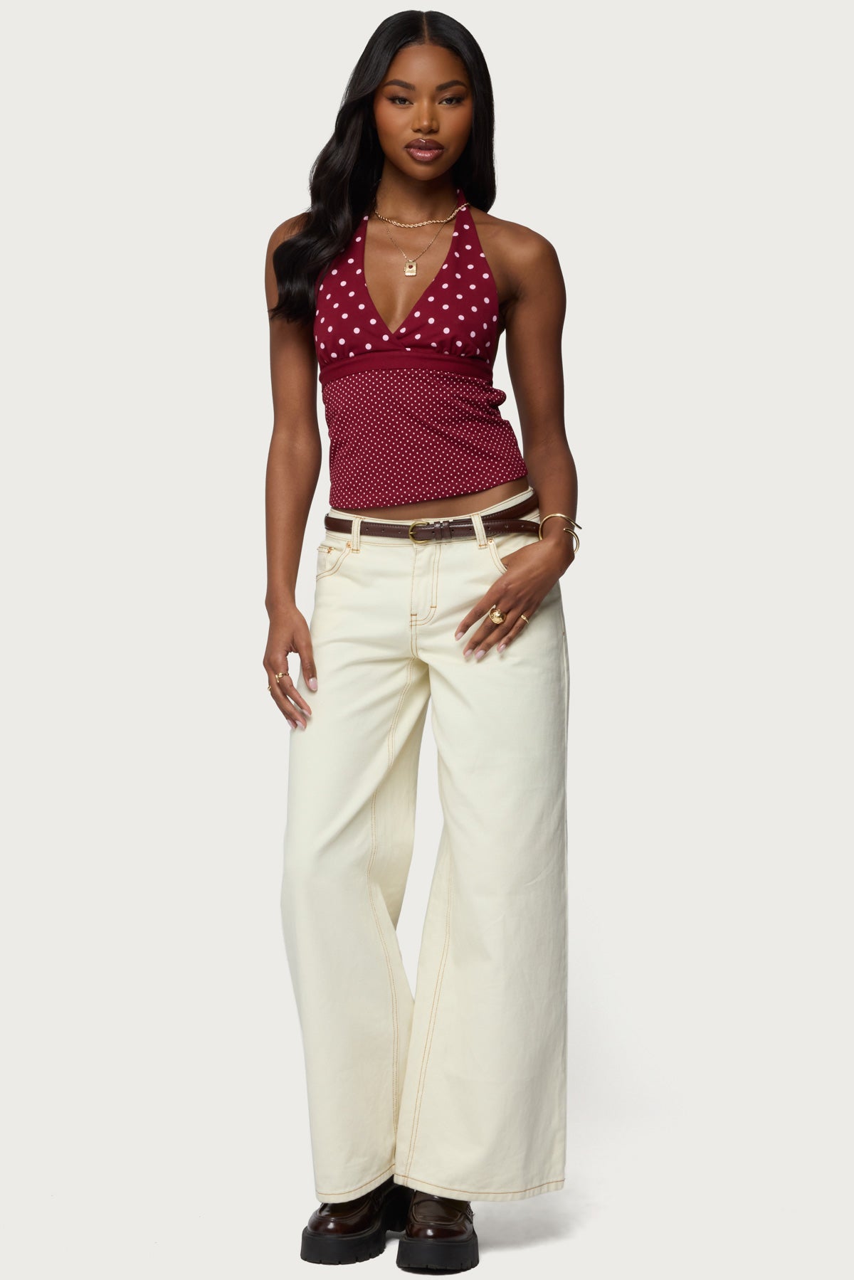 Ginny Mixed Polka Dot Halter Top-Milans Time