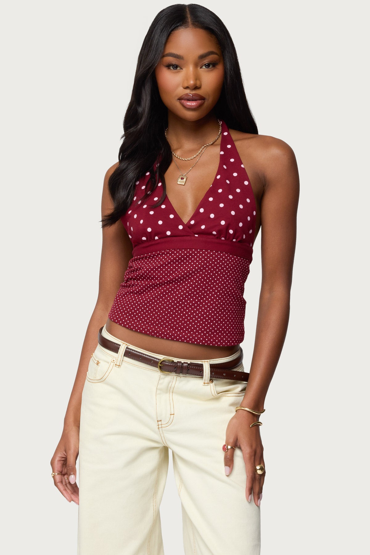 Ginny Mixed Polka Dot Halter Top-Milans Time