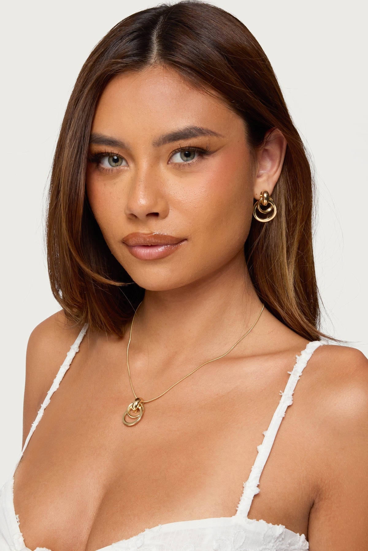 Paired Hoops Necklace & Earrings Set-Milans Time
