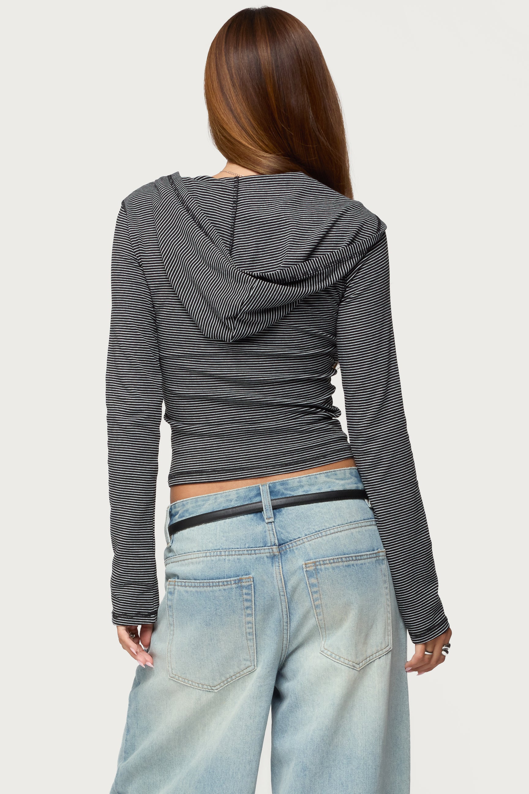 Damson Striped Hooded Henley Top-Milans Time