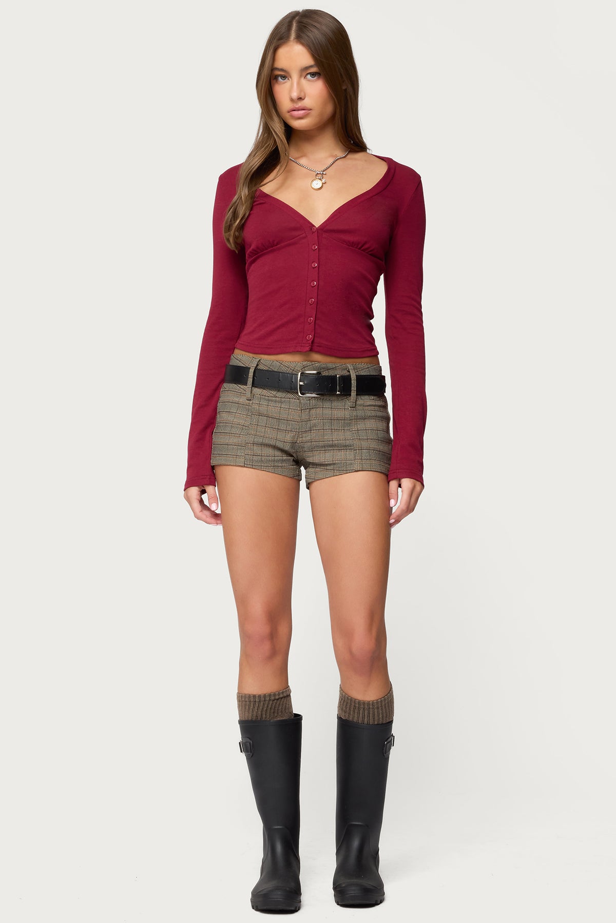 Charla V Neck Button Up Top-Milans Time