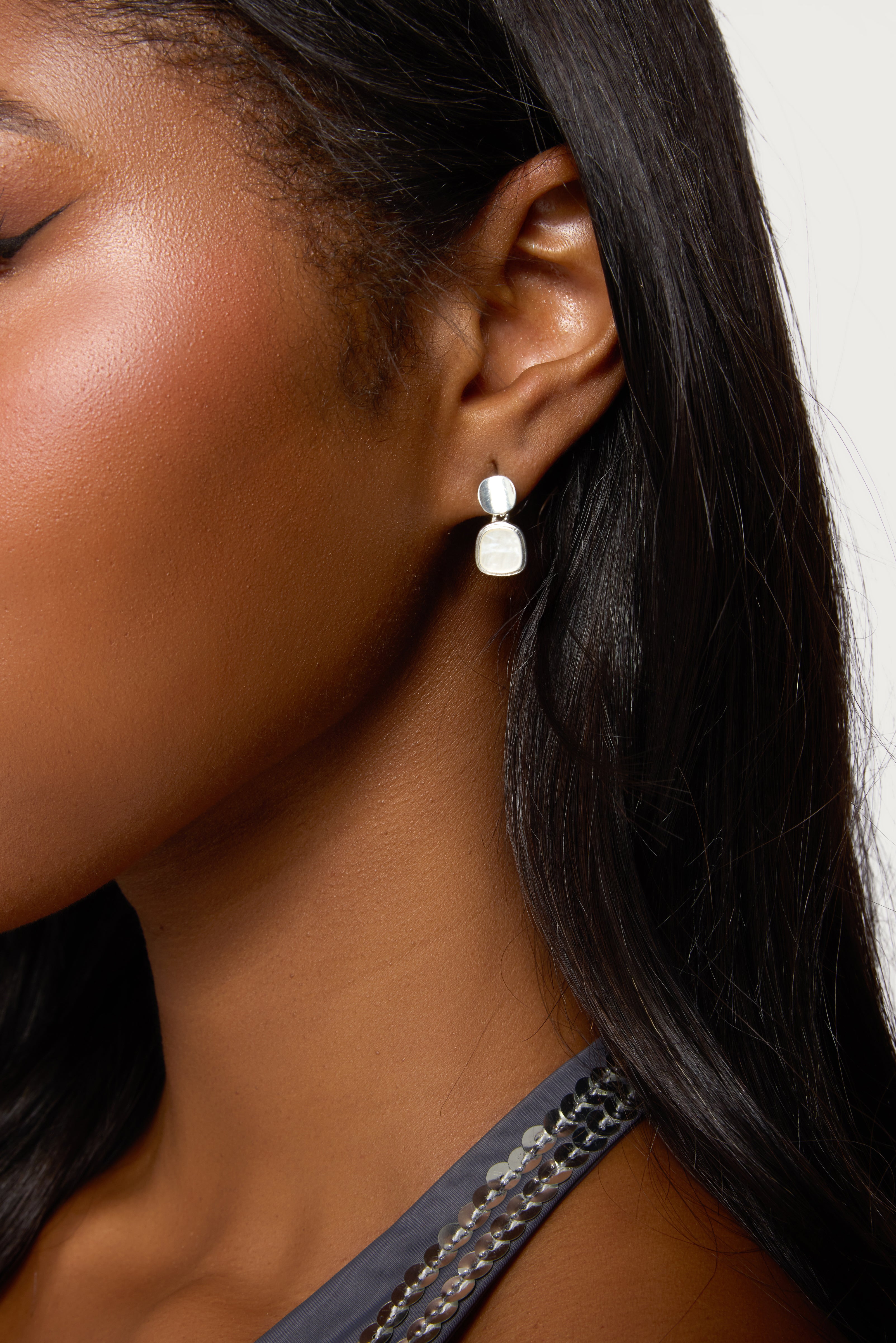 Iridescent Stone Dangle Earrings-Milans Time