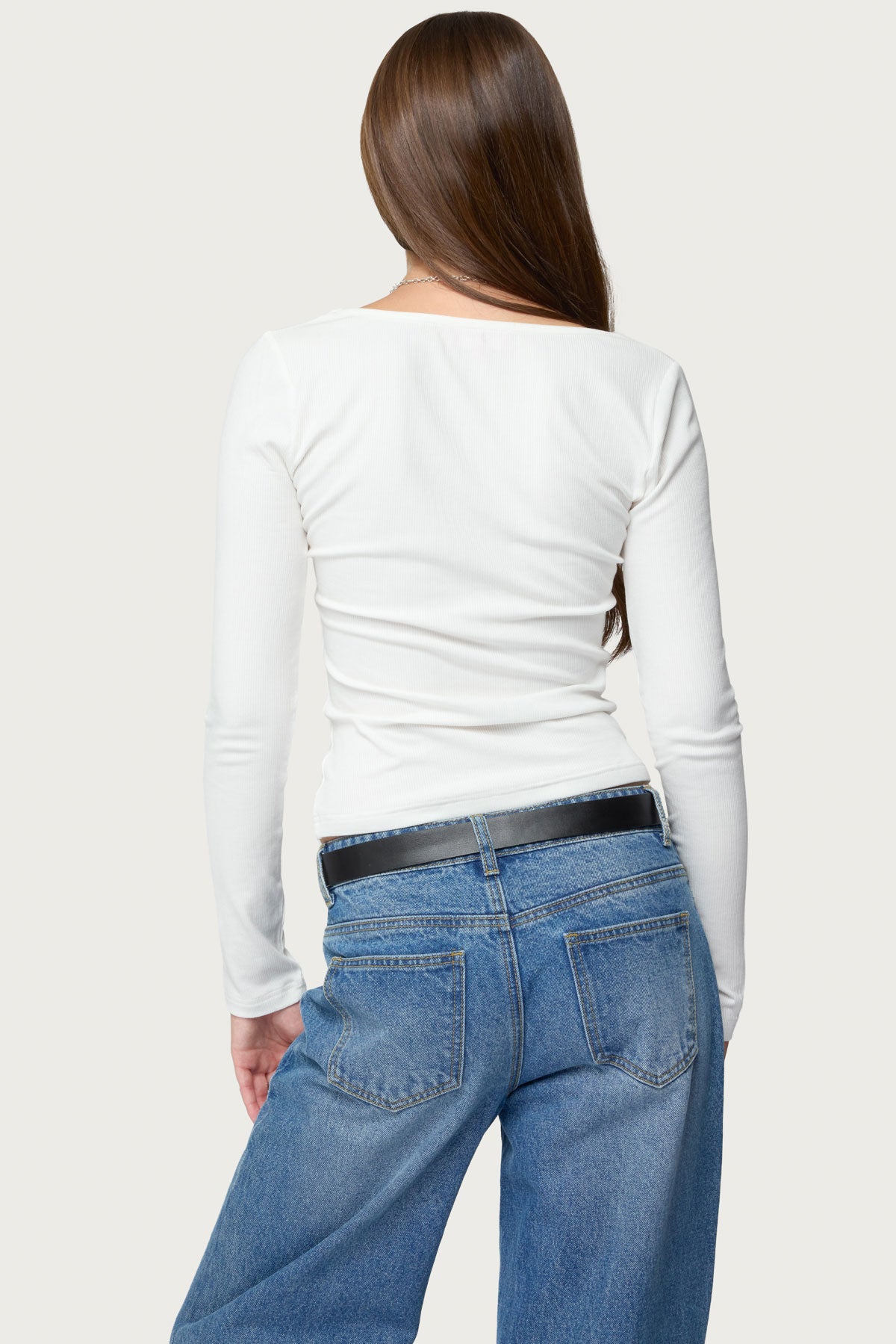 Zandra Square Neck Ribbed Top-Milans Time