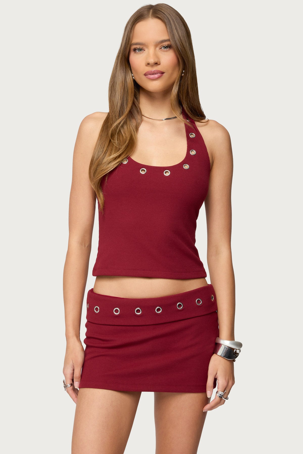 Havana Grommet Ribbed Halter Top-Milans Time