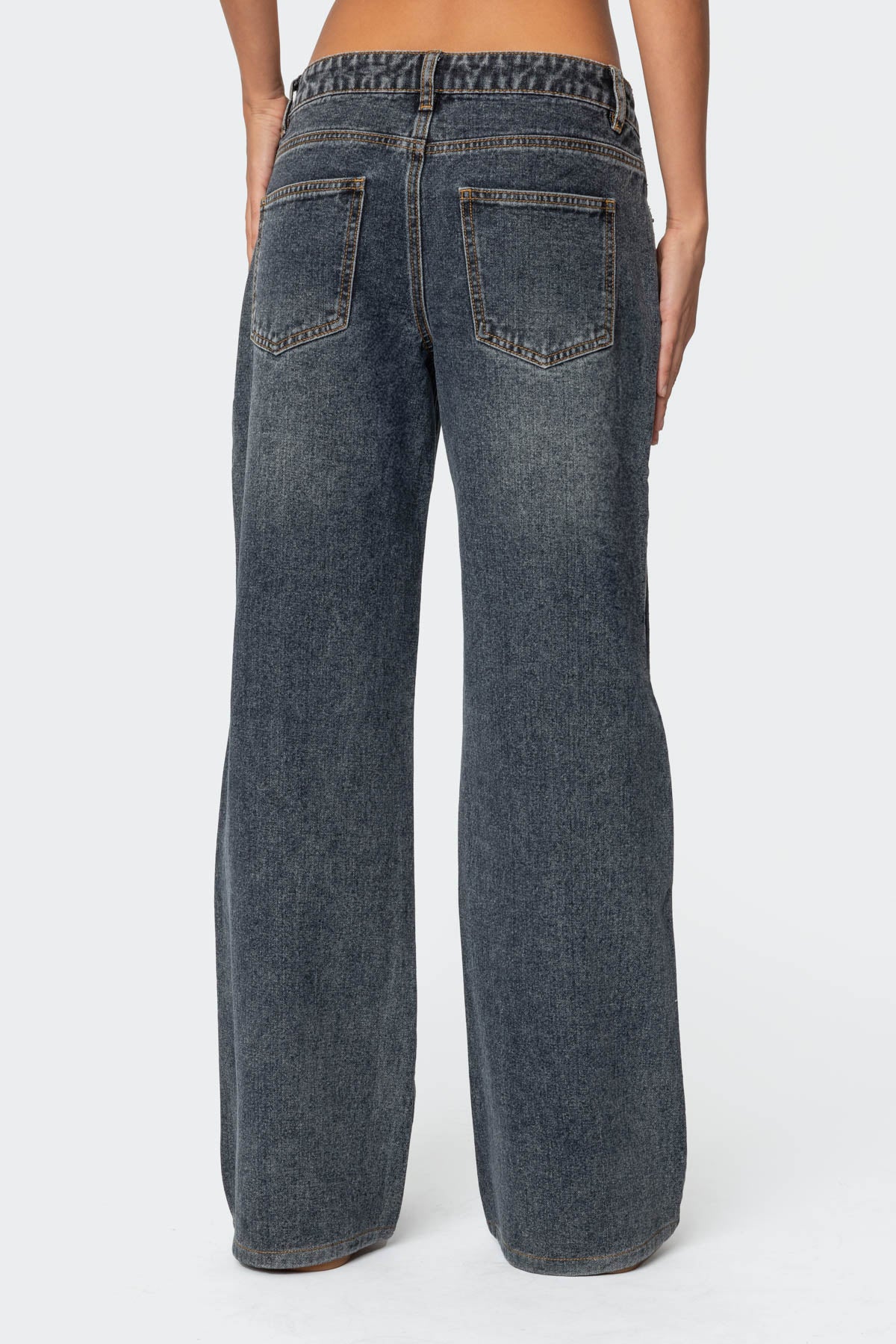Contrast Panel Low Rise Baggy Jeans-Milans Time