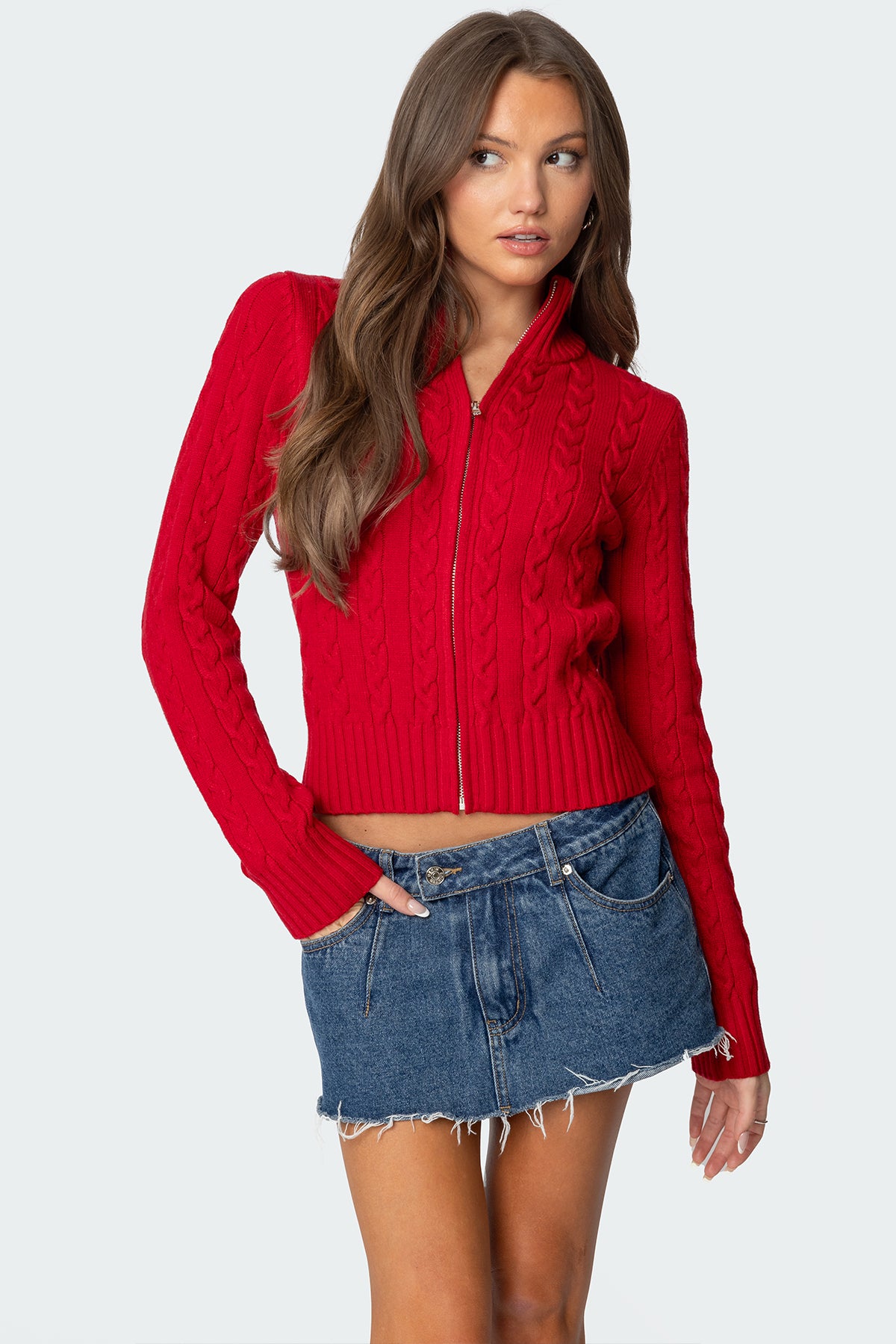 Ryn Zip Up Cable Knit Cardigan-Milans Time