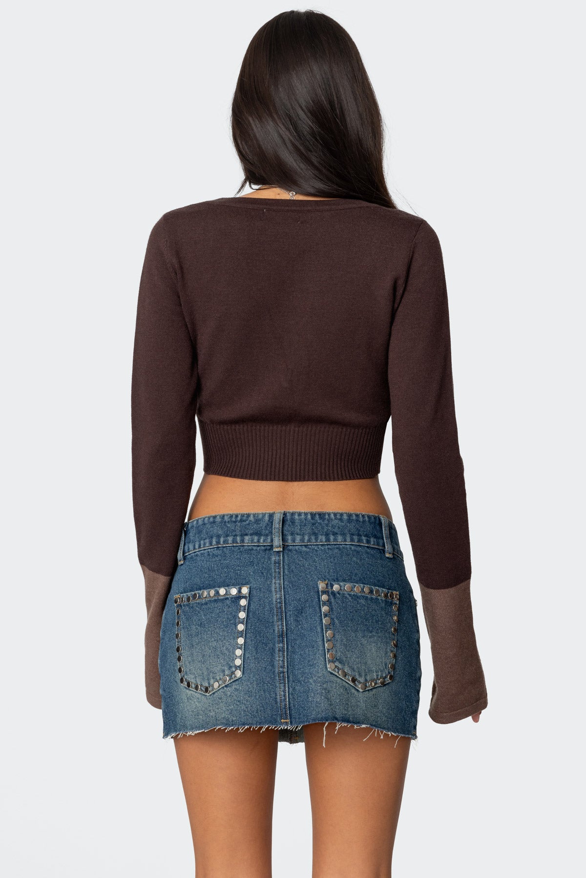 Color Block Flared Sleeve Cardigan-Milans Time