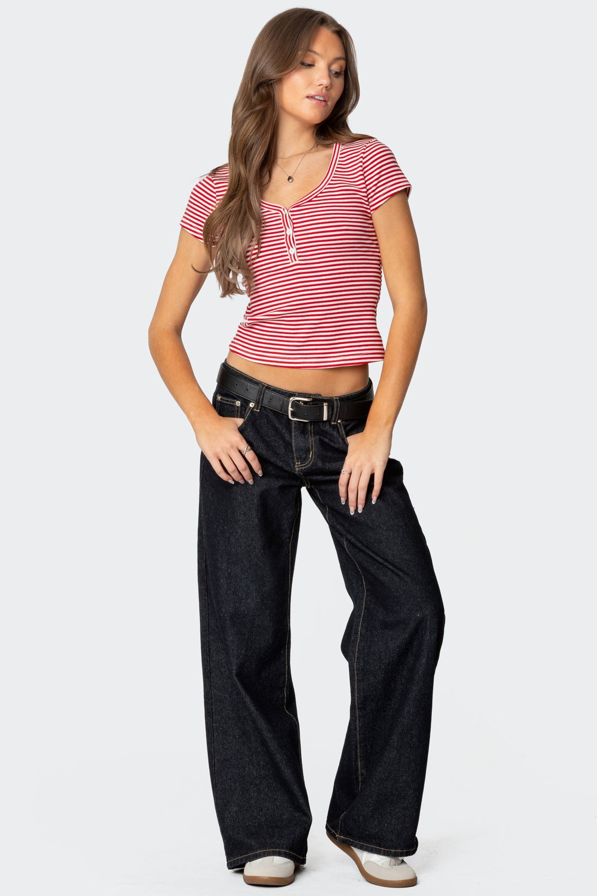 Kady Striped Henley T Shirt-Milans Time