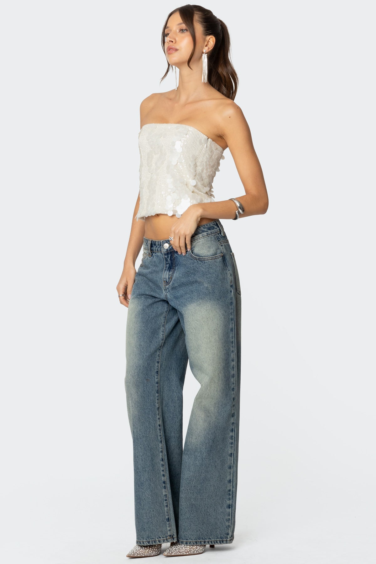 Samara Sequin Strapless Top-Milans Time