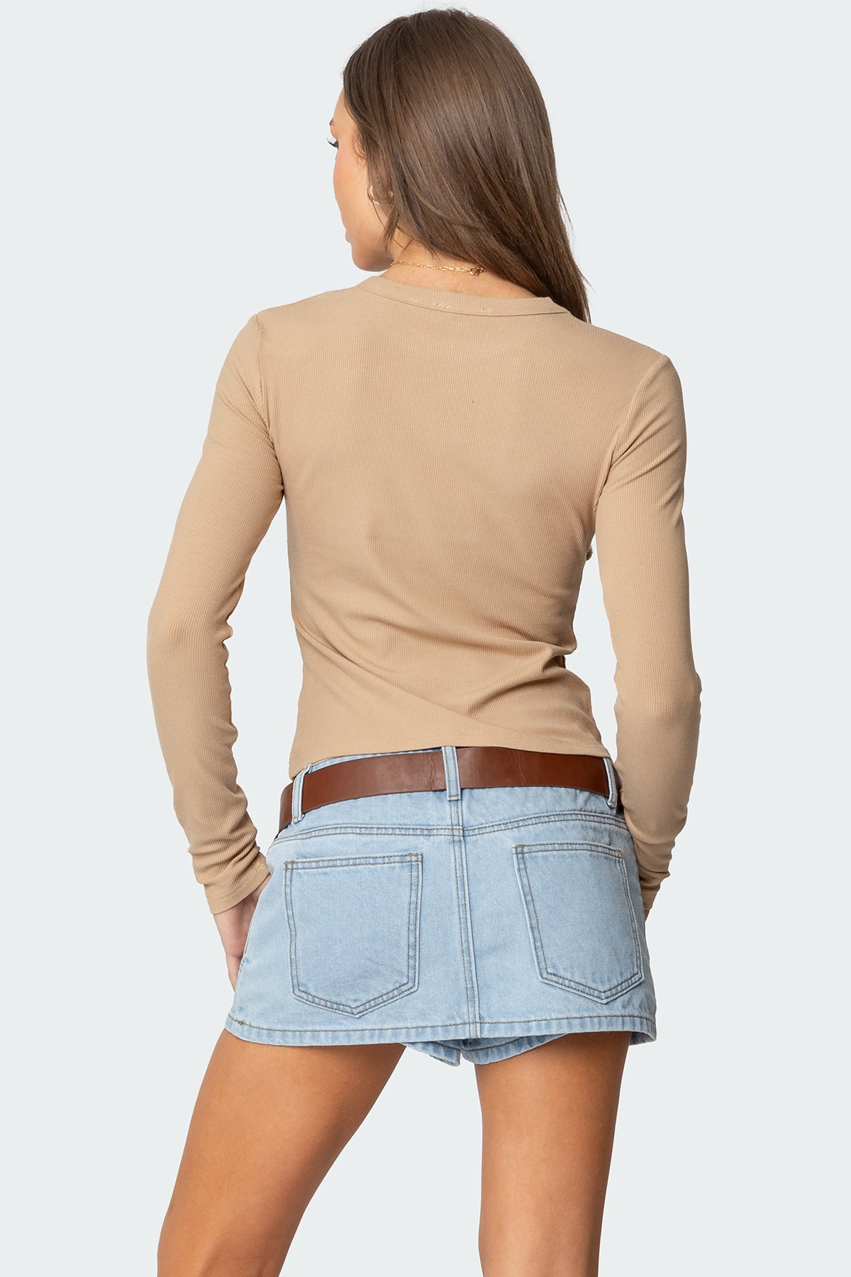 Nicky Ribbed Long Sleeve T Shirt-Milans Time