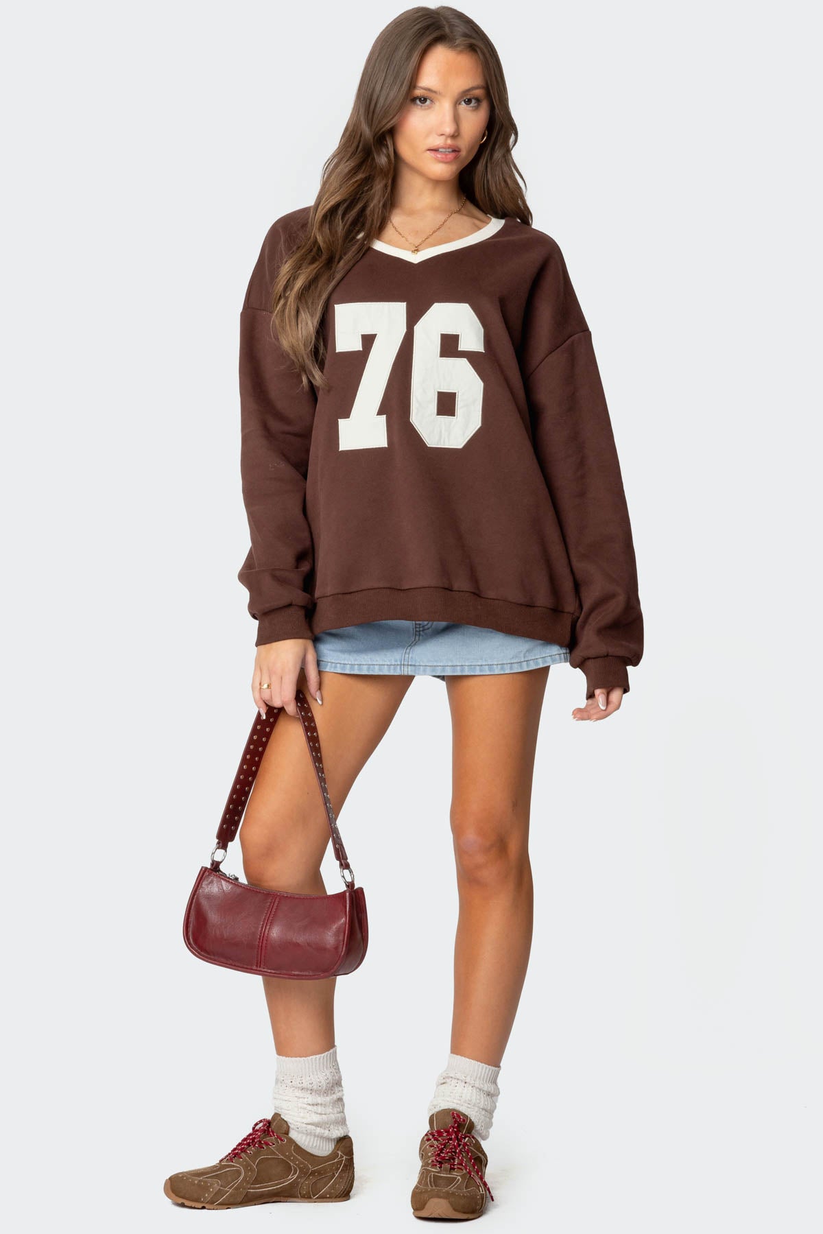 76 Oversized V Neck Sweatshirt-Milans Time